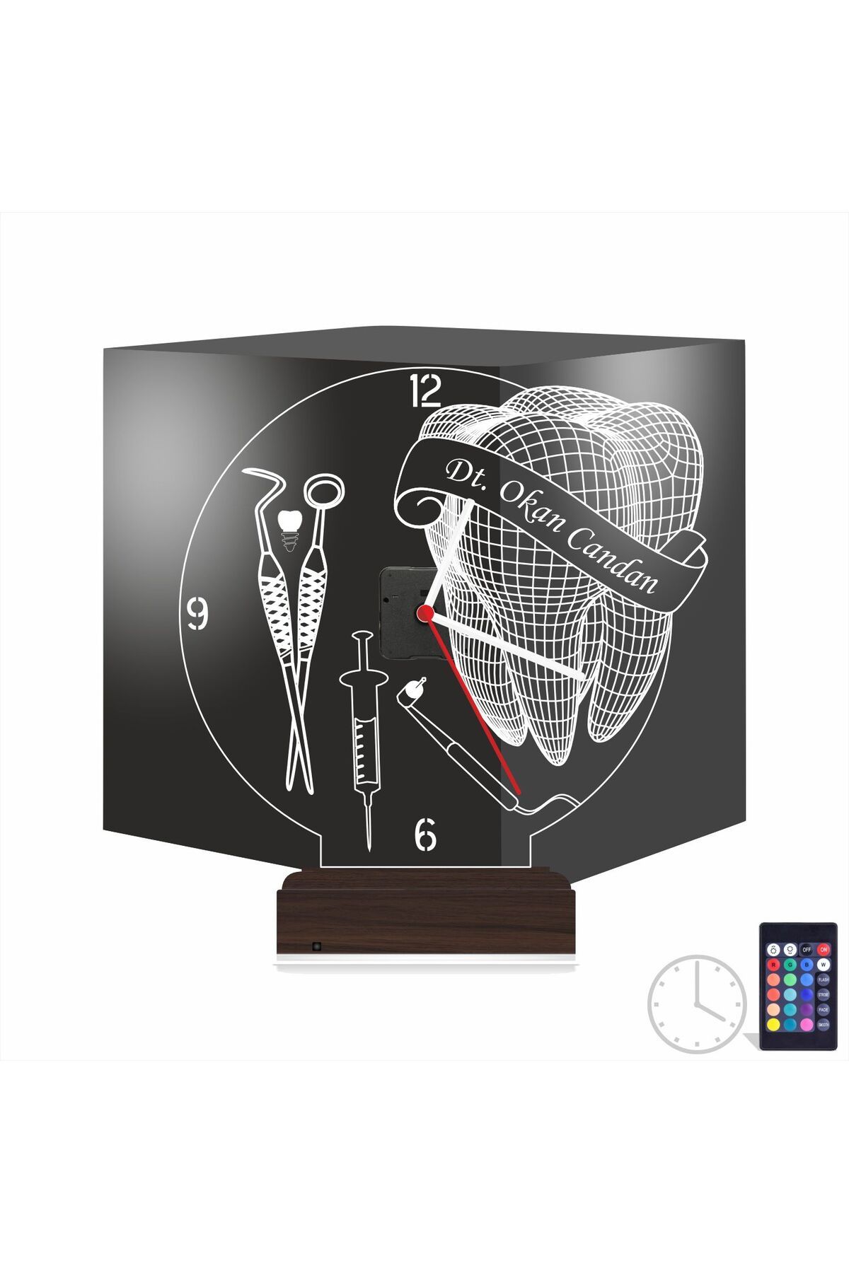Kirppi 3d Saat Lamba Diş Hekimi Diş Doktoru Dr Kişiye Özel Masa Gece Lambası