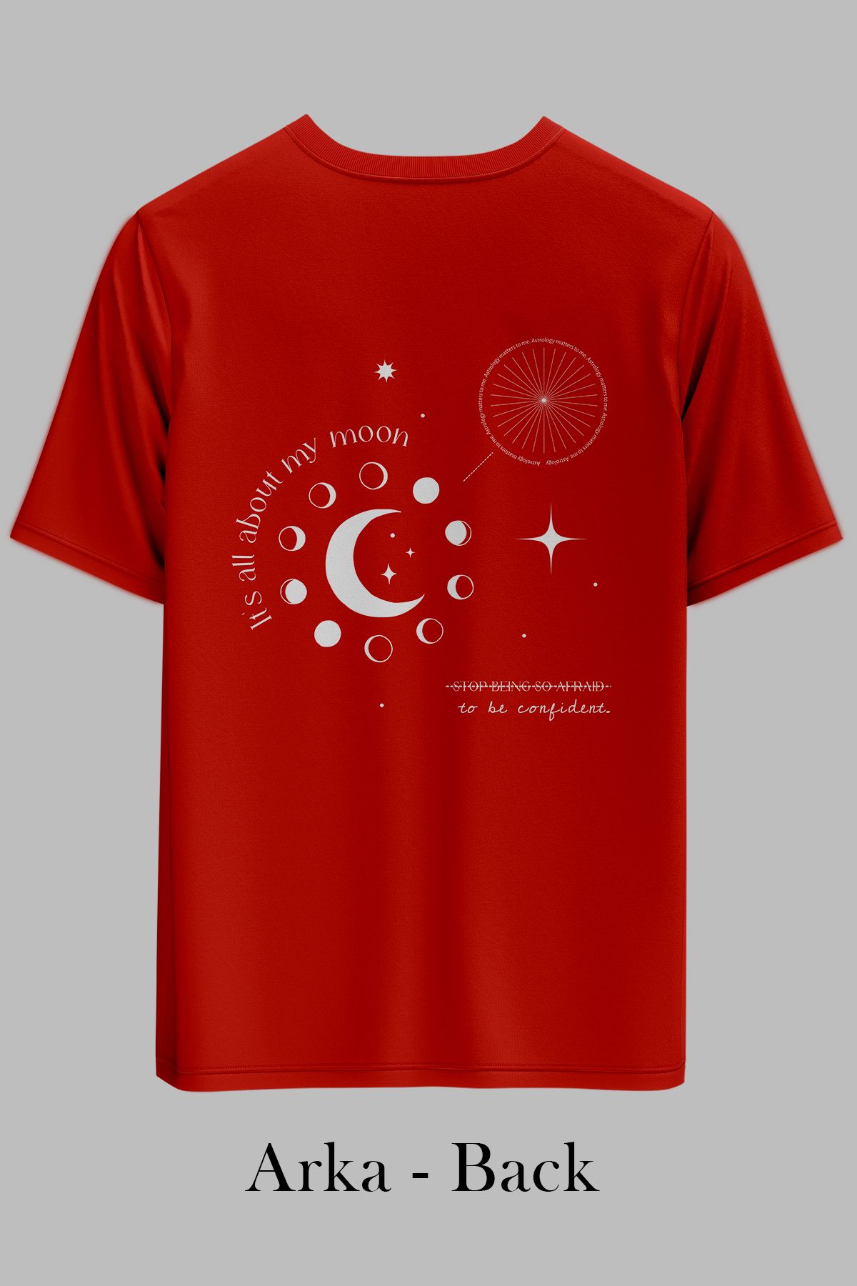 OXVİN MOON PHASES Sırt Baskılı OVERSİZE Unisex T-Shirt (BOL KALIP)