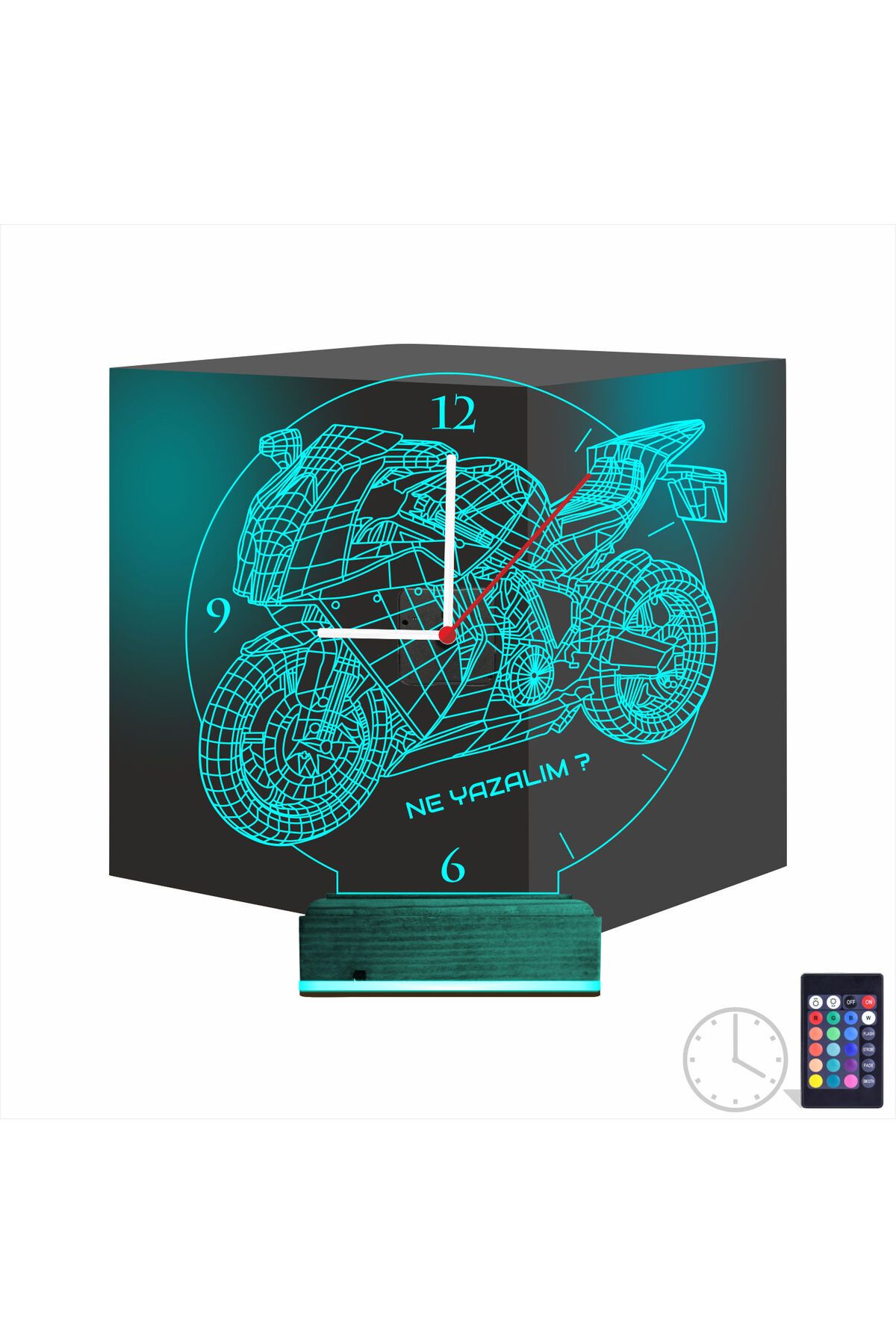 Kirppi 3d Saat Lamba Motor Motorsiklet Motorcu Hediye Kişiye Özel Masa Gece Lambası