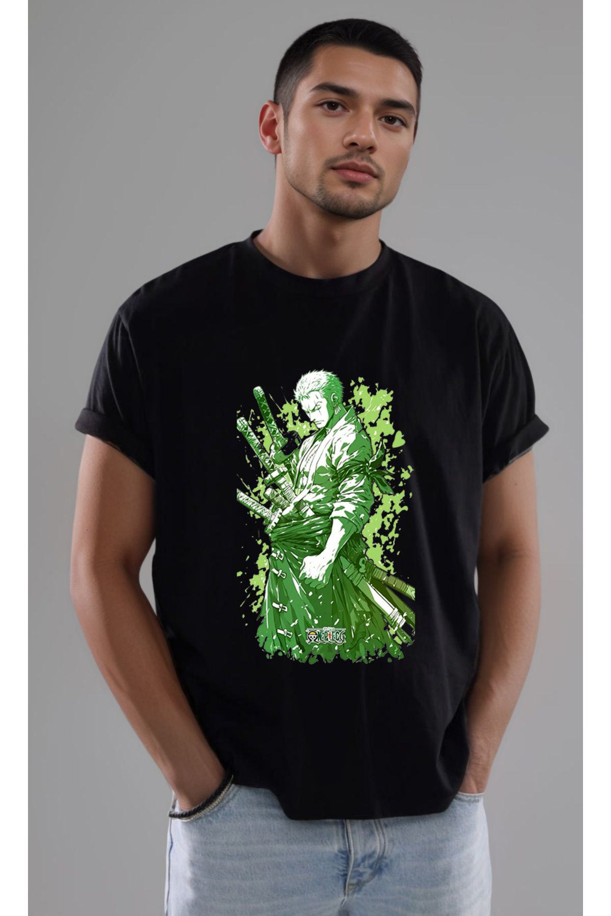 petite pati One Piece Zoro Baskılı Unisex Tshirt