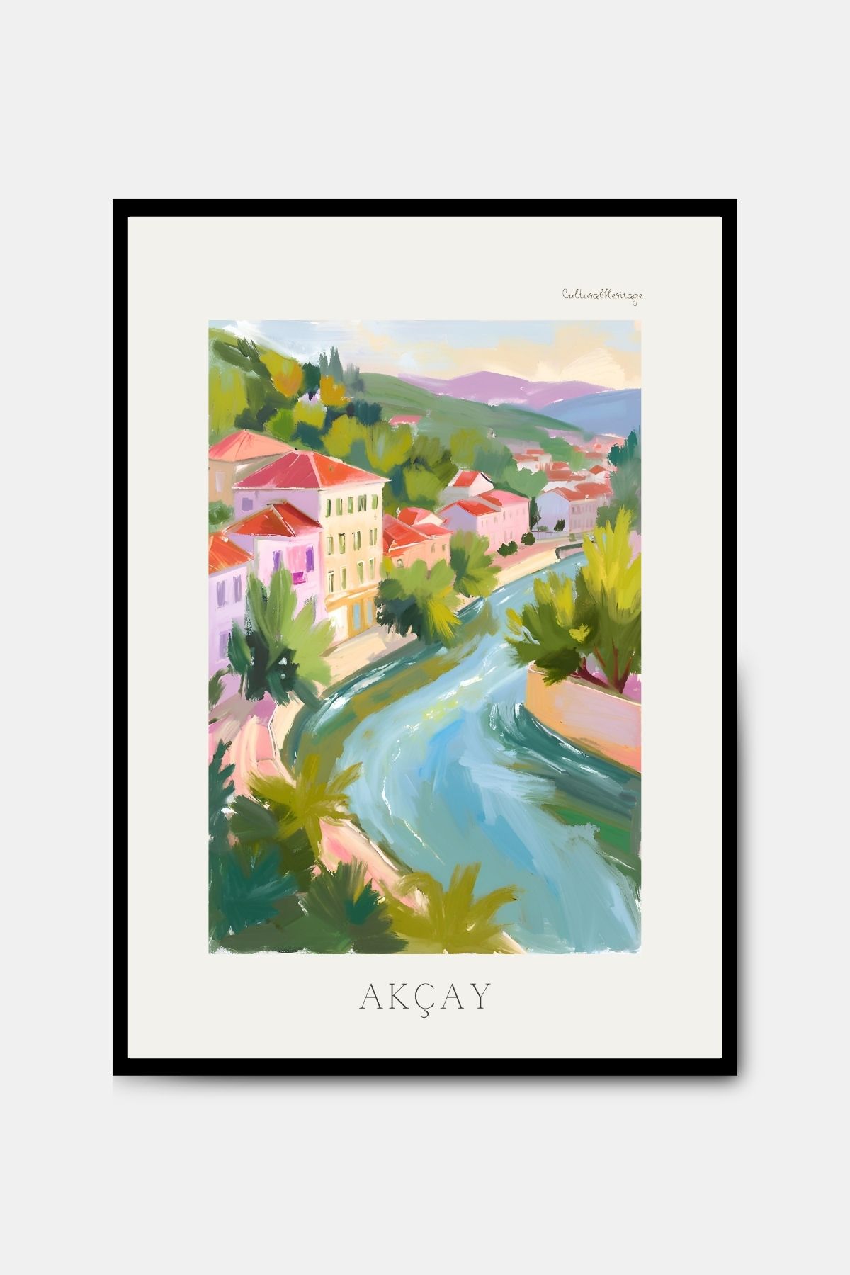 PİTAYA Balıkesir Akçay Poster - Çerçevesiz Tasarım Deniz Poster Yağlı Boya Tablo Doğa Duvar Dekorasyonu