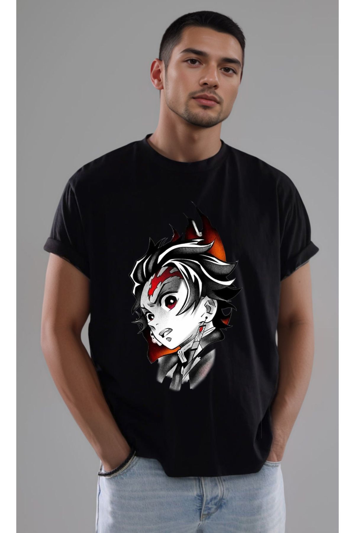 petite pati Demon Slayer Tanjiro Baskılı Unisex Tshirt