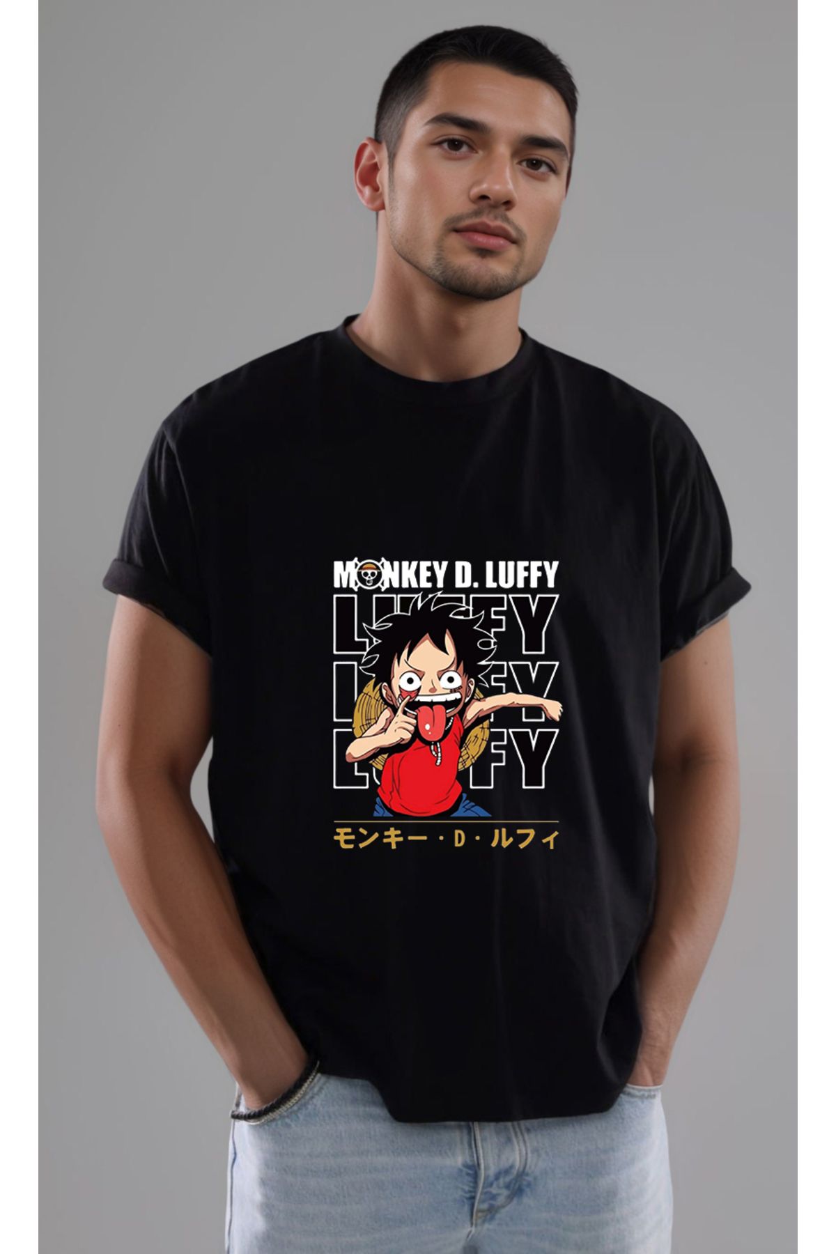 petite pati One Piece Luffy Baskılı Unisex Tshirt