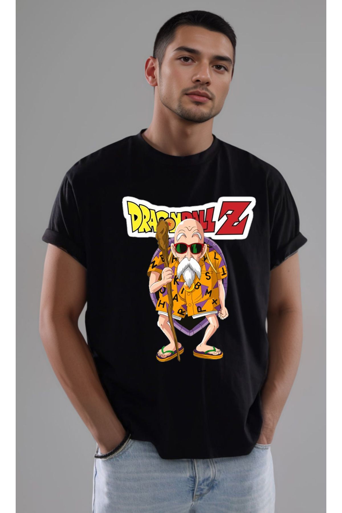 petite pati Dragon Ball Master Roshi Baskılı Unisex Tshirt