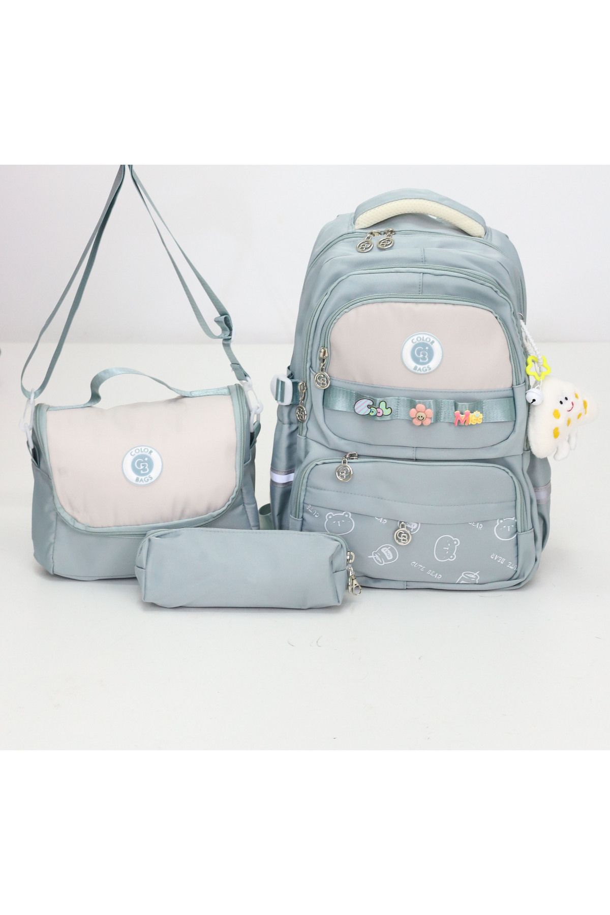 Probag İlkokul Sırt Çantası 5 Bölmeli 3’lü Set Oyuncak Hediyeli – Laptop Bölmeli, Su Geçirmez Bondit Kumaş