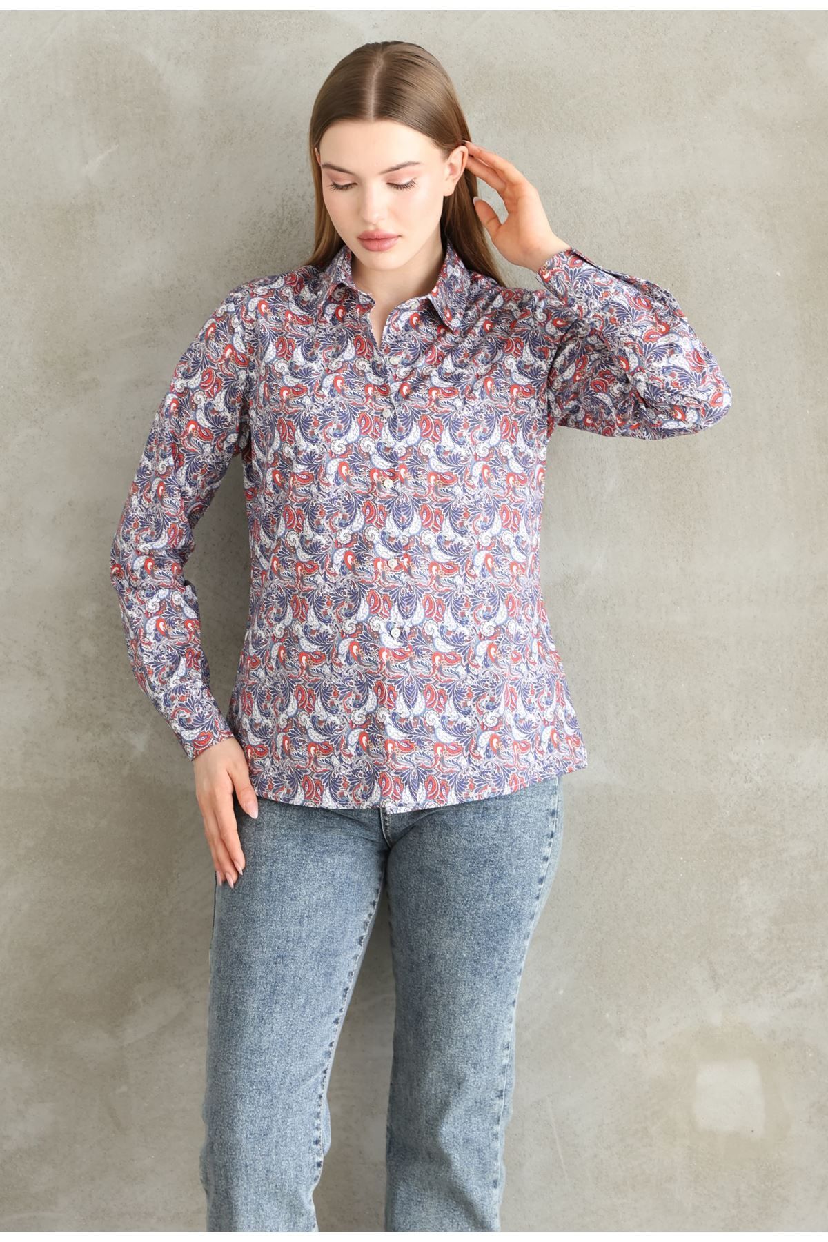 Shop58 Kadın Gömlek Rahat Kesim Regular Renkli Günlük Gömlek Yeni Model