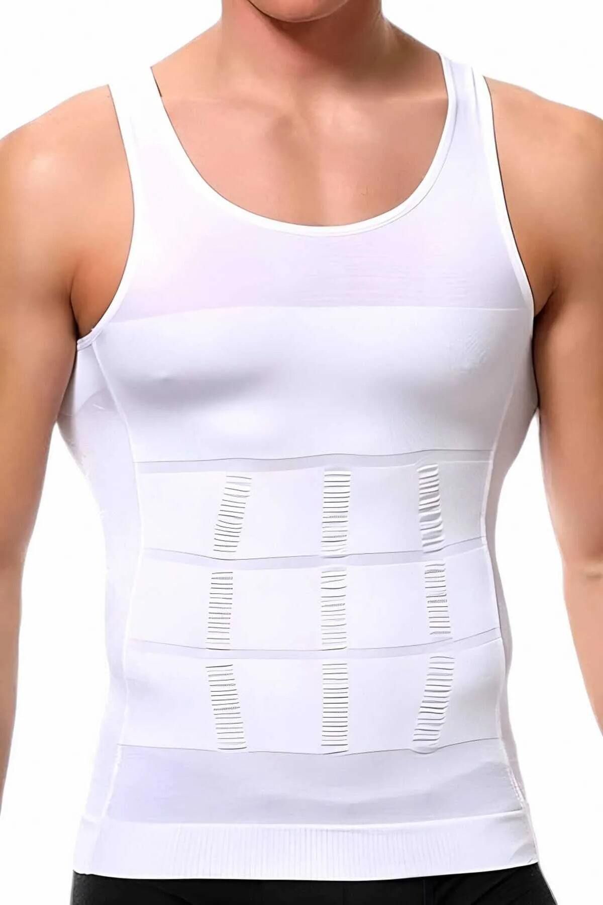 MYS GRUP TEKSTİL Erkek 2'li ( 1 adet SİYAH - 1 adet BEYAZ ) Slim' N Lift Beden İnceltici Korse Atlet / 6012