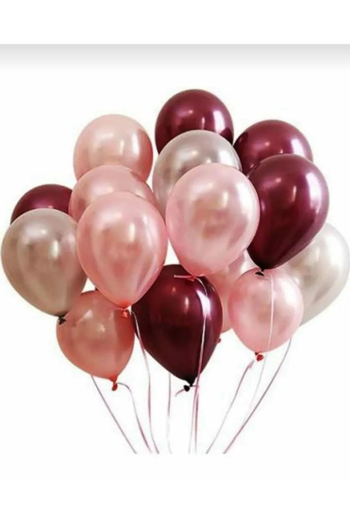 B&K süs ve tasarım 50 Adet Rose Gold- Gümüş - Bordo Metalik Balon 3'lü Renk.