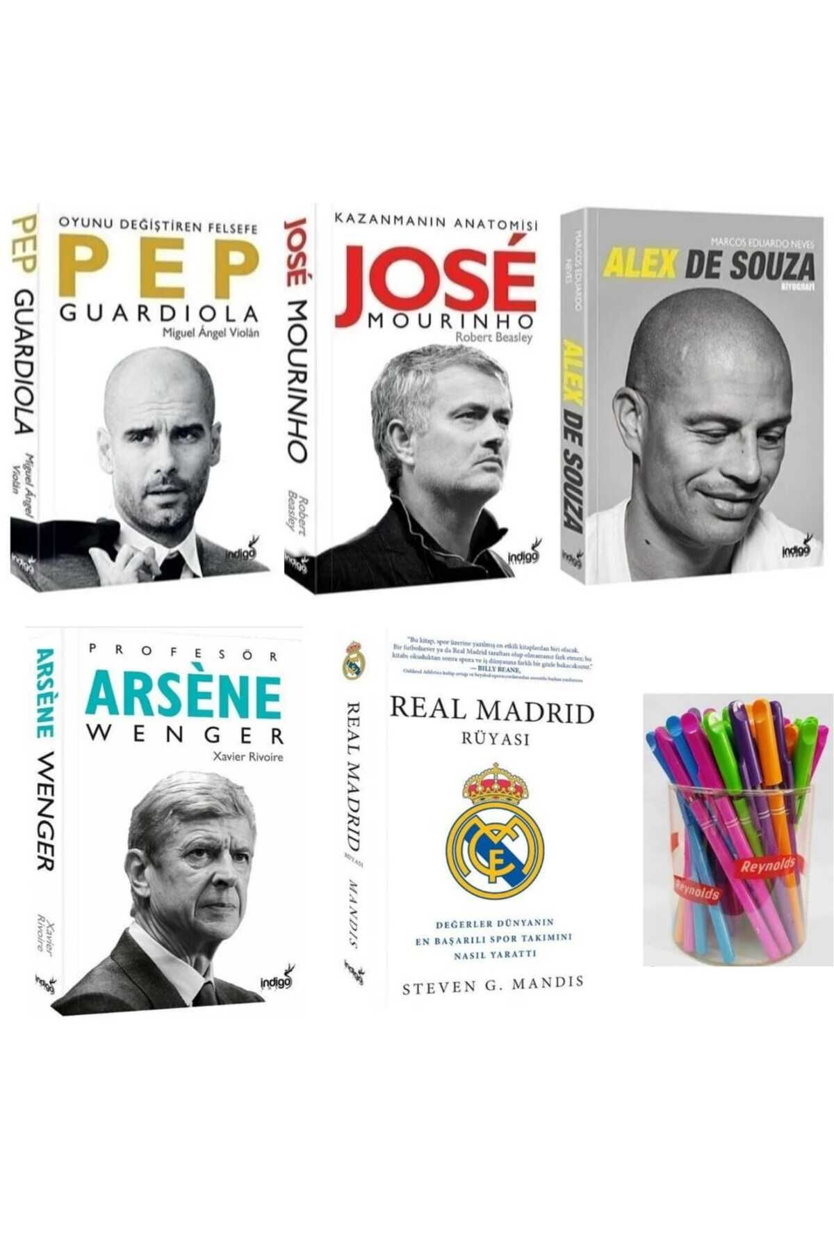 İndigo Kitap Alex + Pep + Jose + Arsene Wenger + Real Madrid 5 Kitap Futbolcu Seti Renkli Kalem Hediyeli