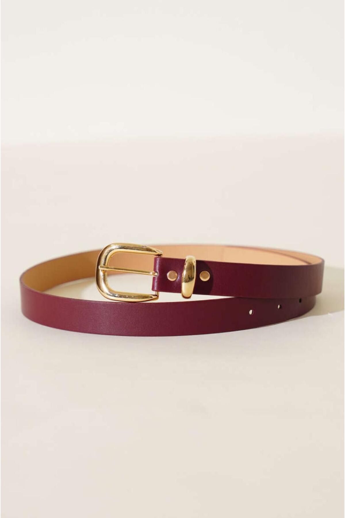 Desre Moda Bordo Gold Toka Köprü Kadın Kemeri,Pantalon Kemeri,Ceket Kemeri,Gömlek Kemeri