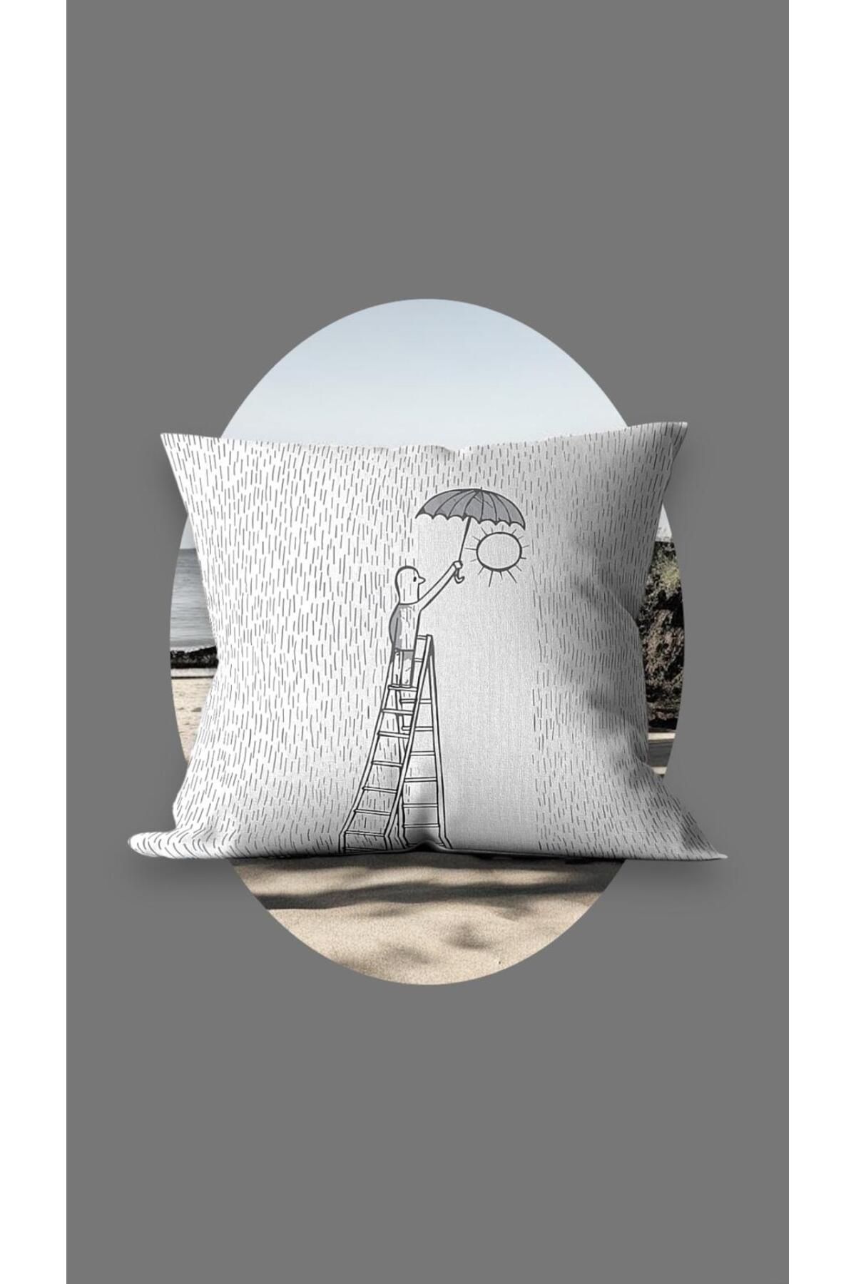 GMhome Minimalist Yağmurda Güneş Kırlent Kılıfı 43 x 43 cm