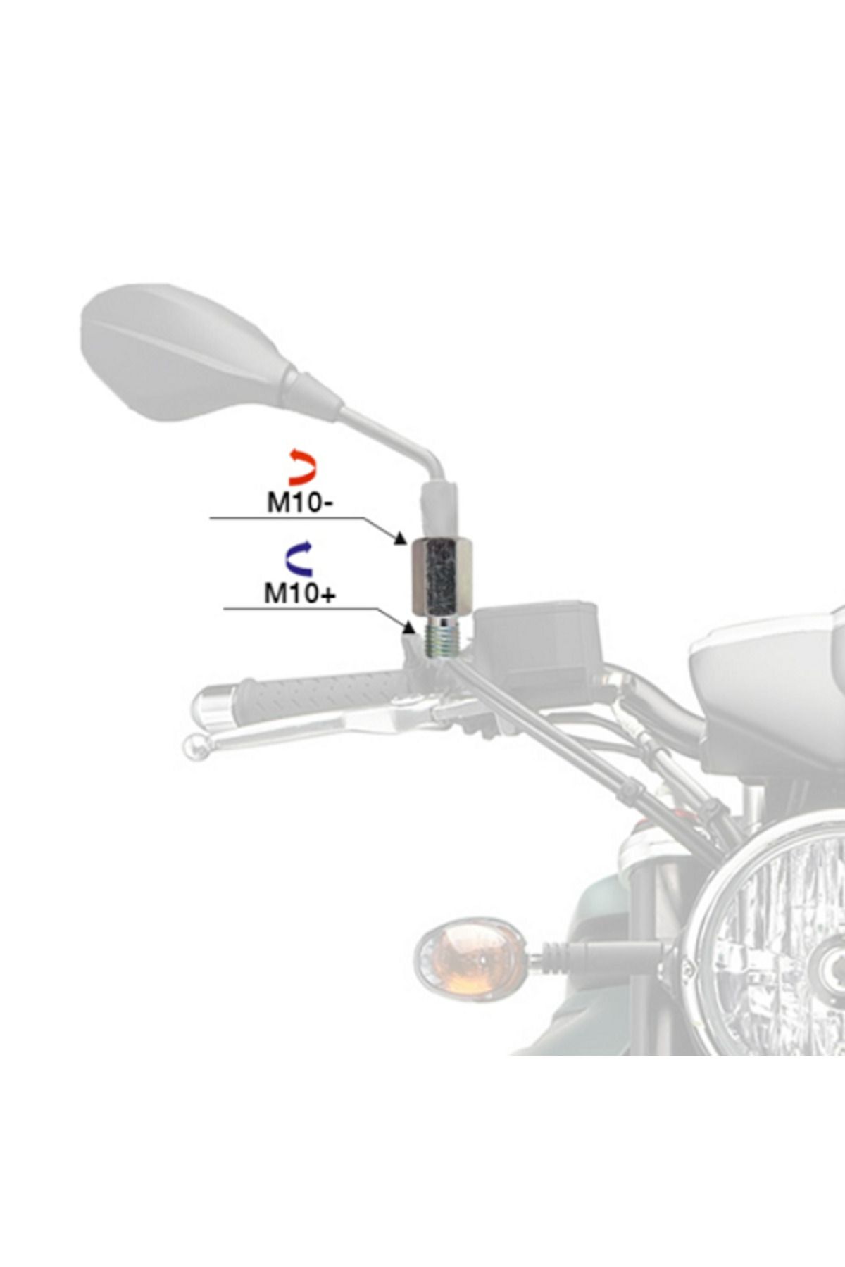 Motolider Ayna Uzatma Aparatı -10 +10 Krom