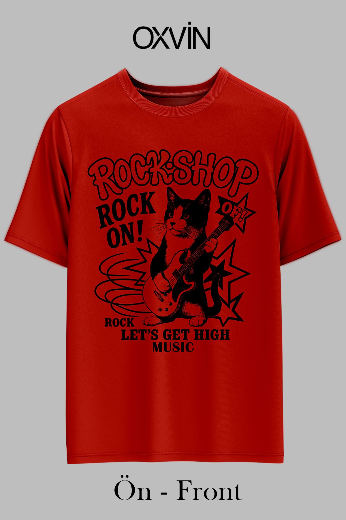 OXVİN ROCK-SHOP MUSİC Baskılı OVERSİZE Unisex T-Shirt (BOL KALIP)