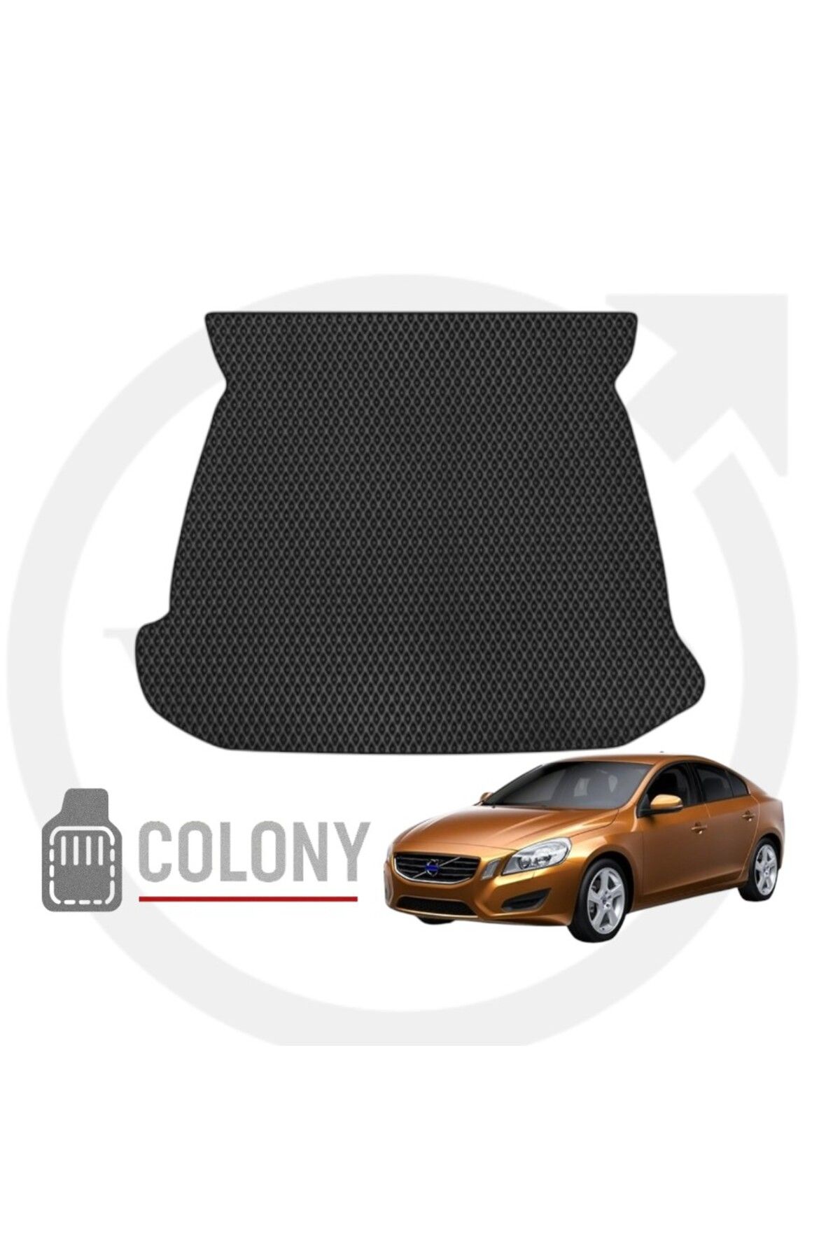 COLONY Volvo S60 Sedan 2010-2018 Hücreli Premium Eva Oto Bagaj Paspası & Bagaj Havuzu Siyah