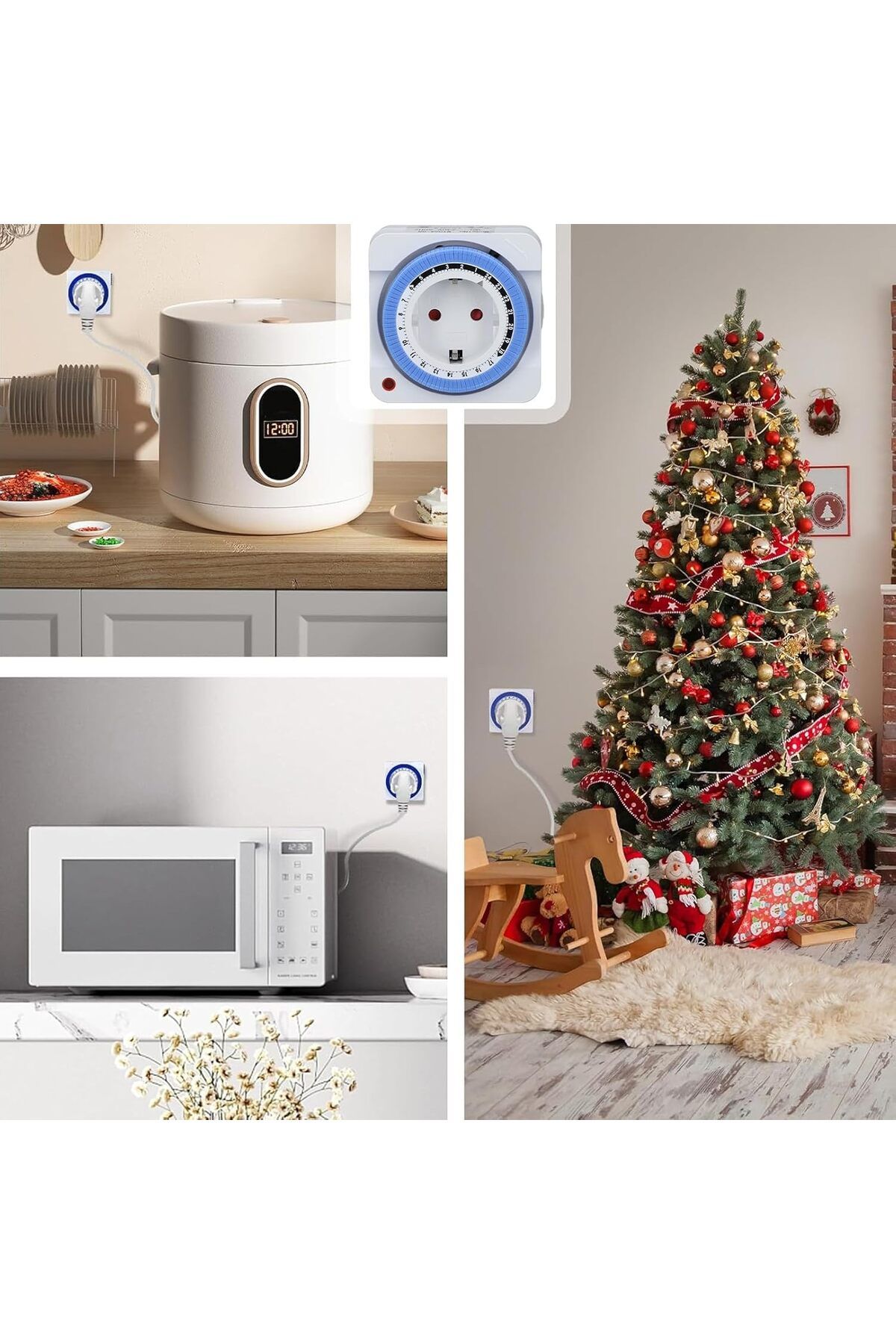 Ucuz Geldi-3 Pieces Timed Socket 24 Hours Programmable Cata Mechanical Time Clock Socket Automatic on Off 8