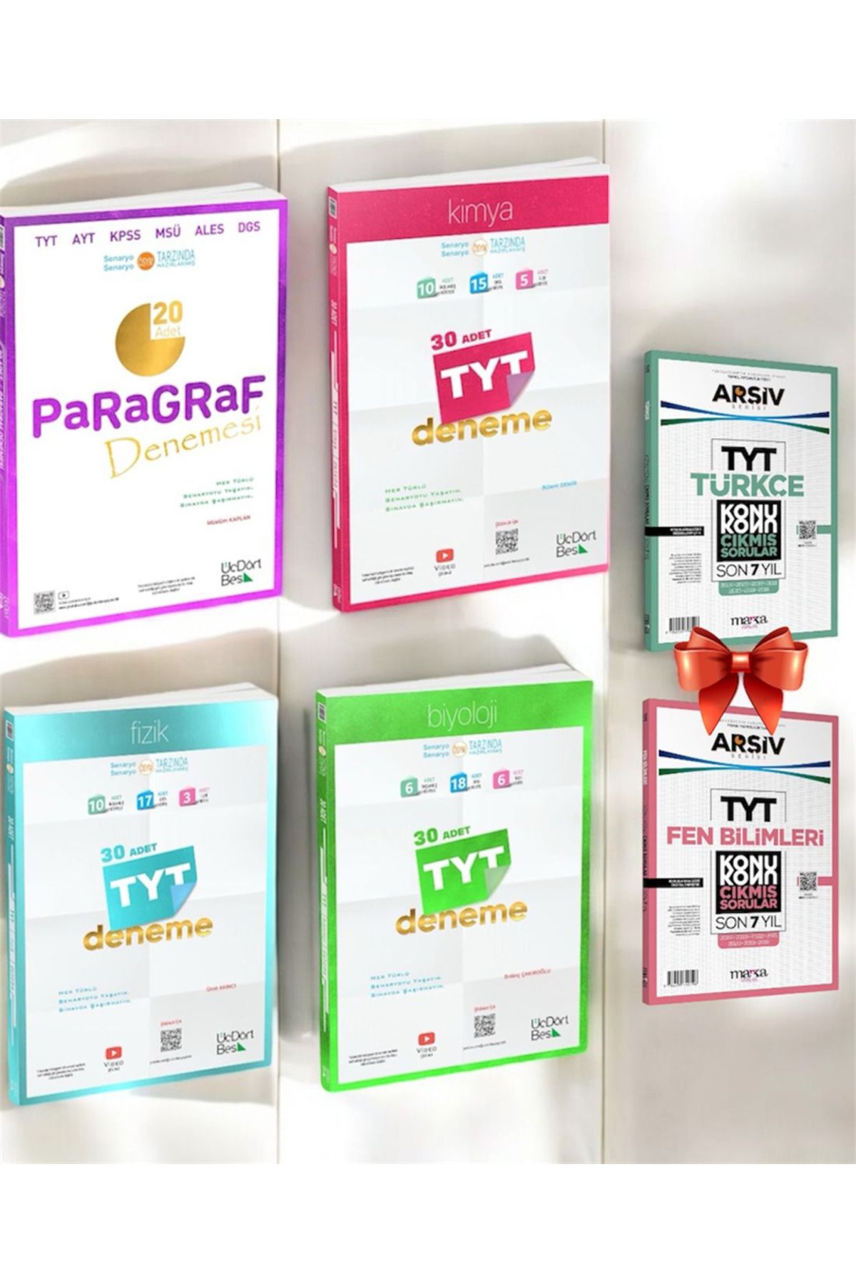 Üç Dört Beş Yayıncılık 345-2025 Model TYT Fizik-Kimya-Biyoloji-Paragraf Deneme Seti-TYT Son 7 Yılın Çıkmış Soruları