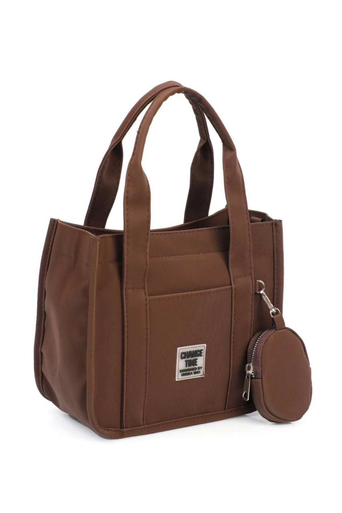MK butik Kadın Acı Kahve Kolon Askılı mini Cüzdanlı El Ve Omuz Çantası