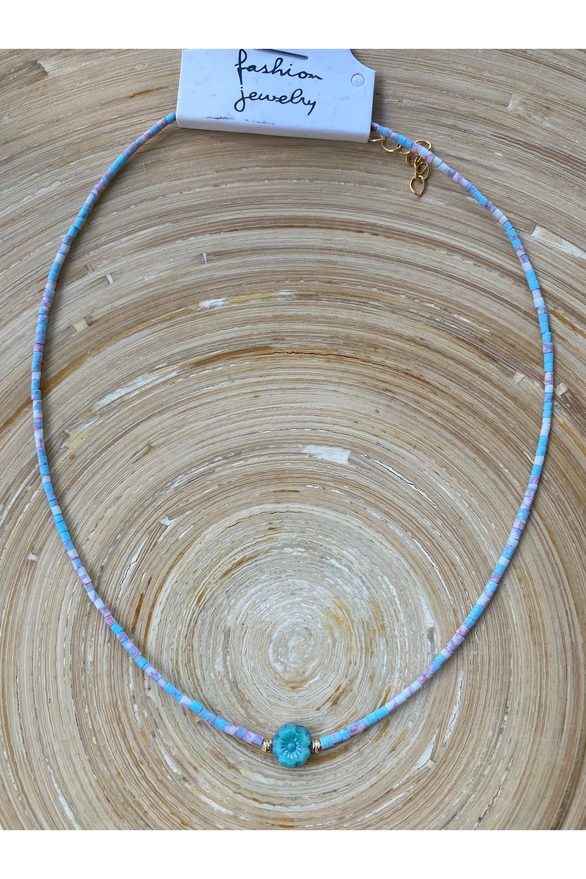 Gozibygoz Minimal Çiçek Figürlü Boncuk Kolye