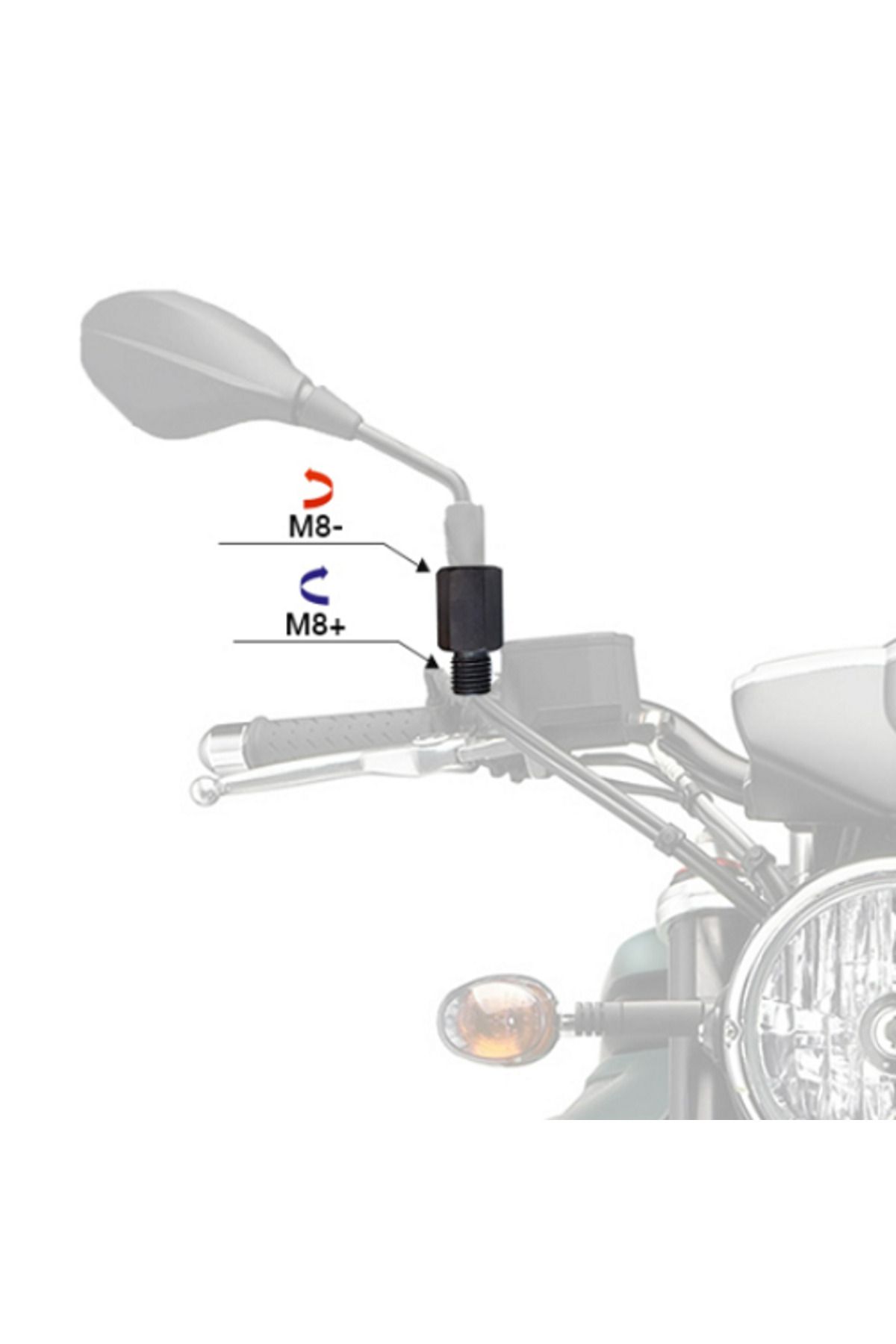 Motolider Ayna Uzatma Aparatı -8 +8 Siyah