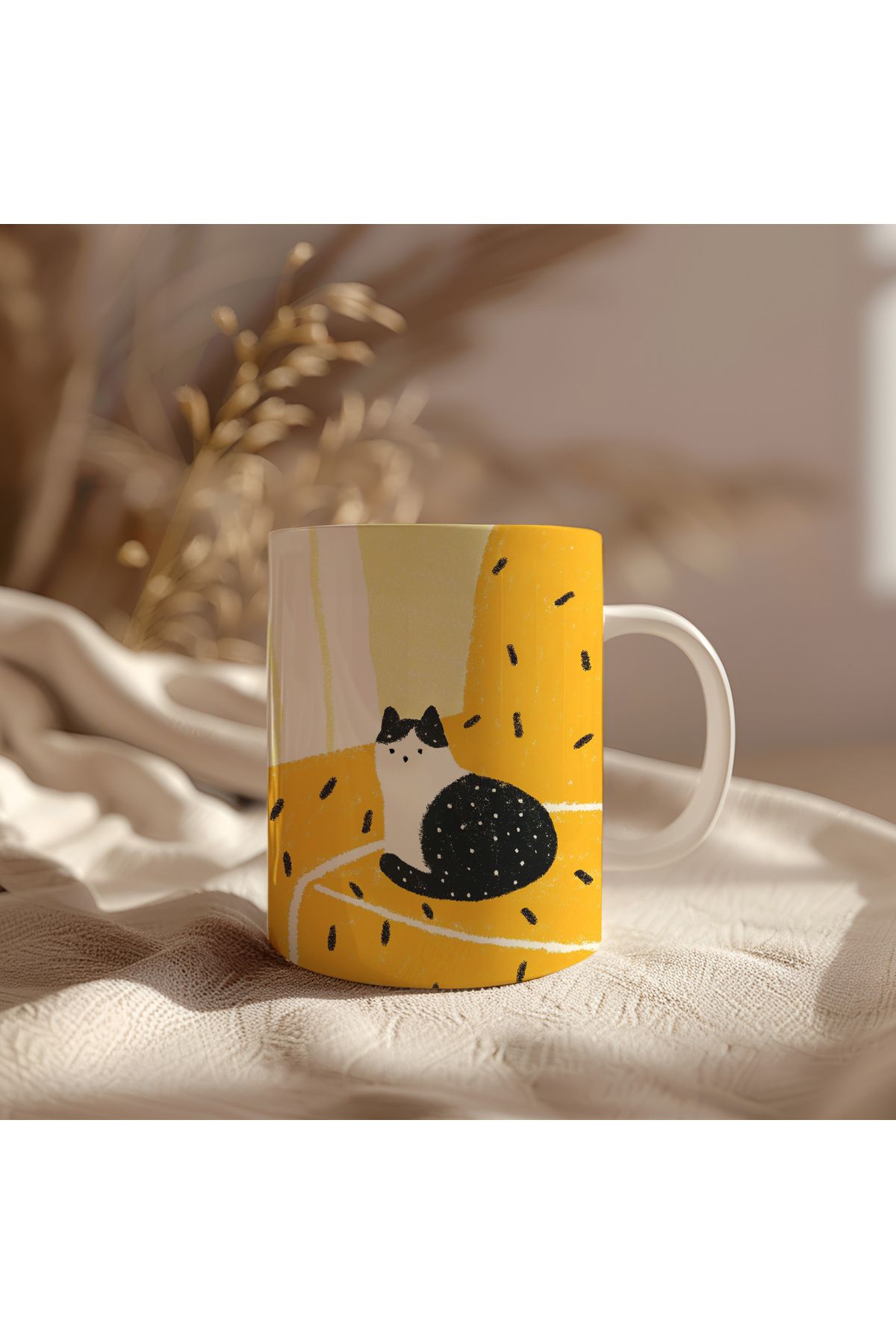 waspandhornet Kedi Temalı Seramik Kupa