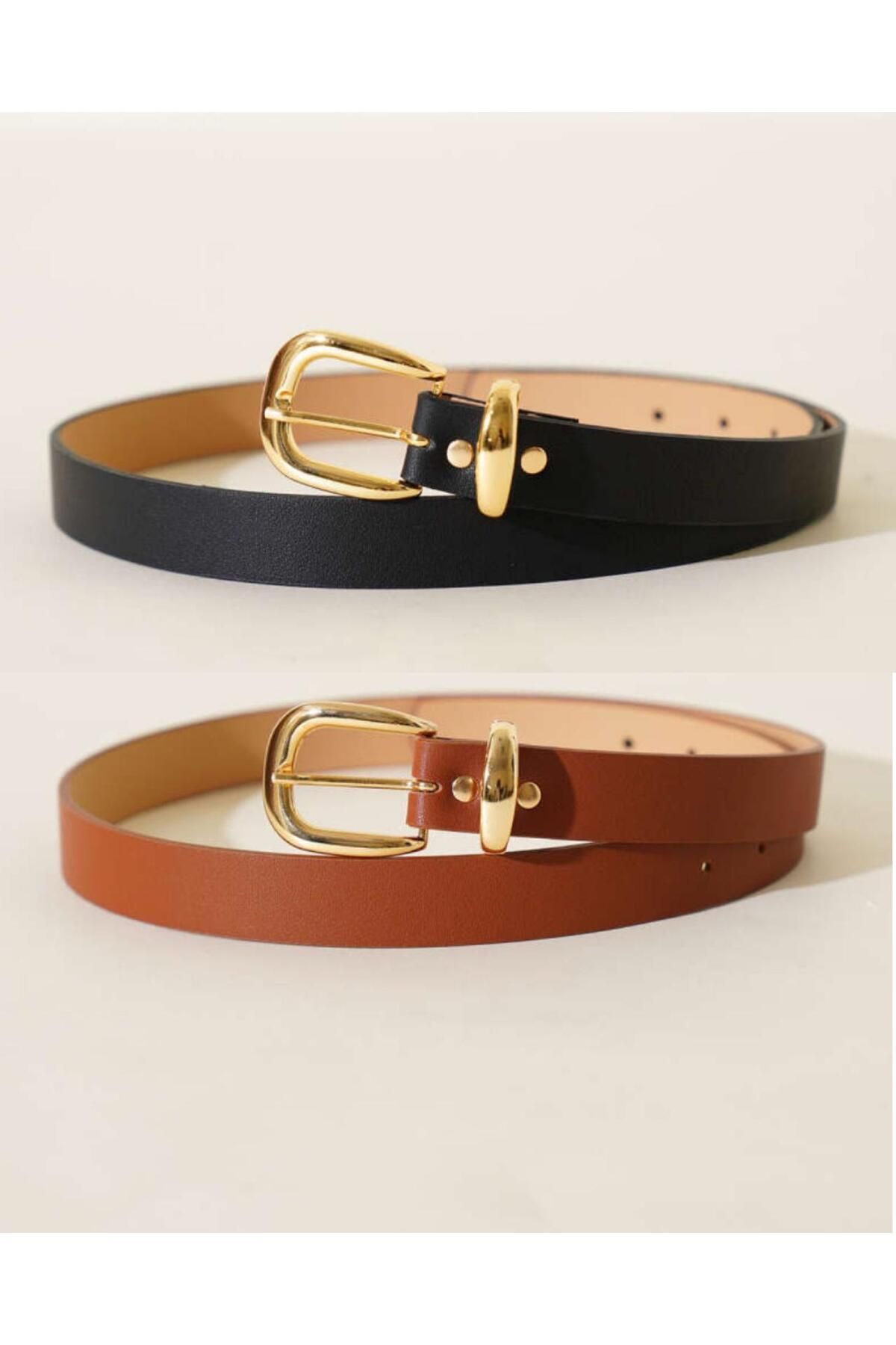 Desre Moda 2'li Gold Toka Köprü Kadın Kemeri,Pantalon Kemeri,Ceket Kemeri,Gömlek Kemeri