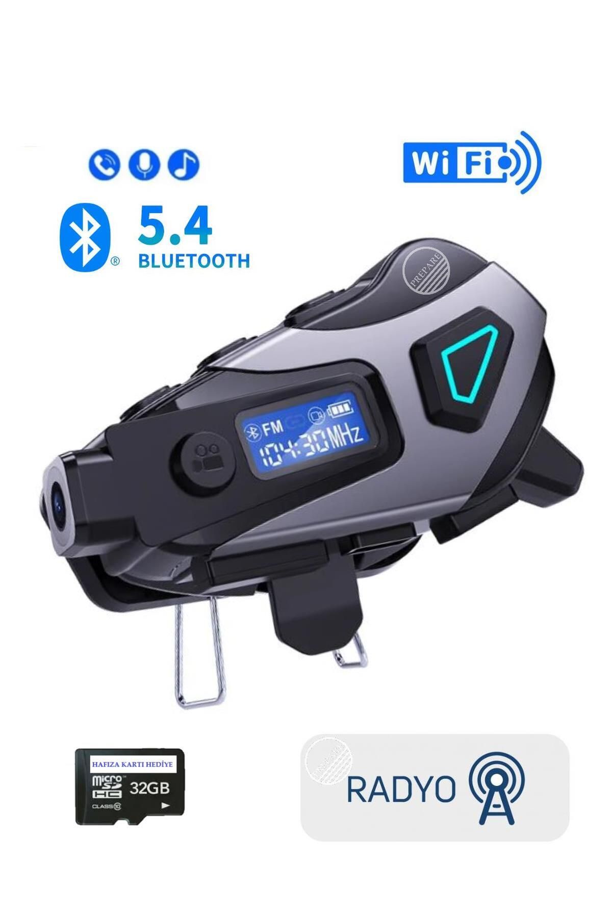 PREPARE Kameralı Radyolu Wifi Uygulamalı Kask Kulaklık Su Geçirmez Bluetooth 5.4 Motosiklet Kask Kulaklığı