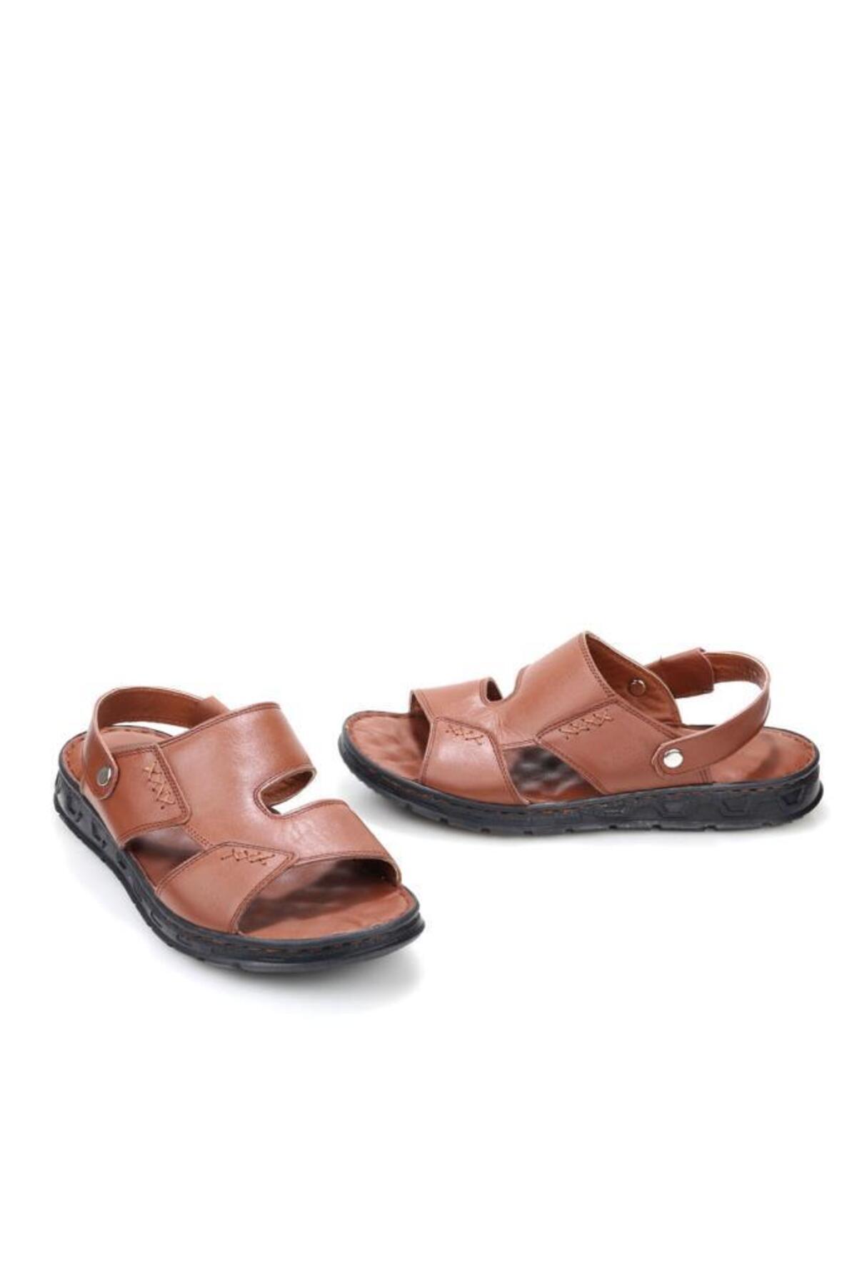 Papuçcity-Aldmr 801 Orthopedic Men's Massage Sole Genuine Leather Sandals Slippers 3