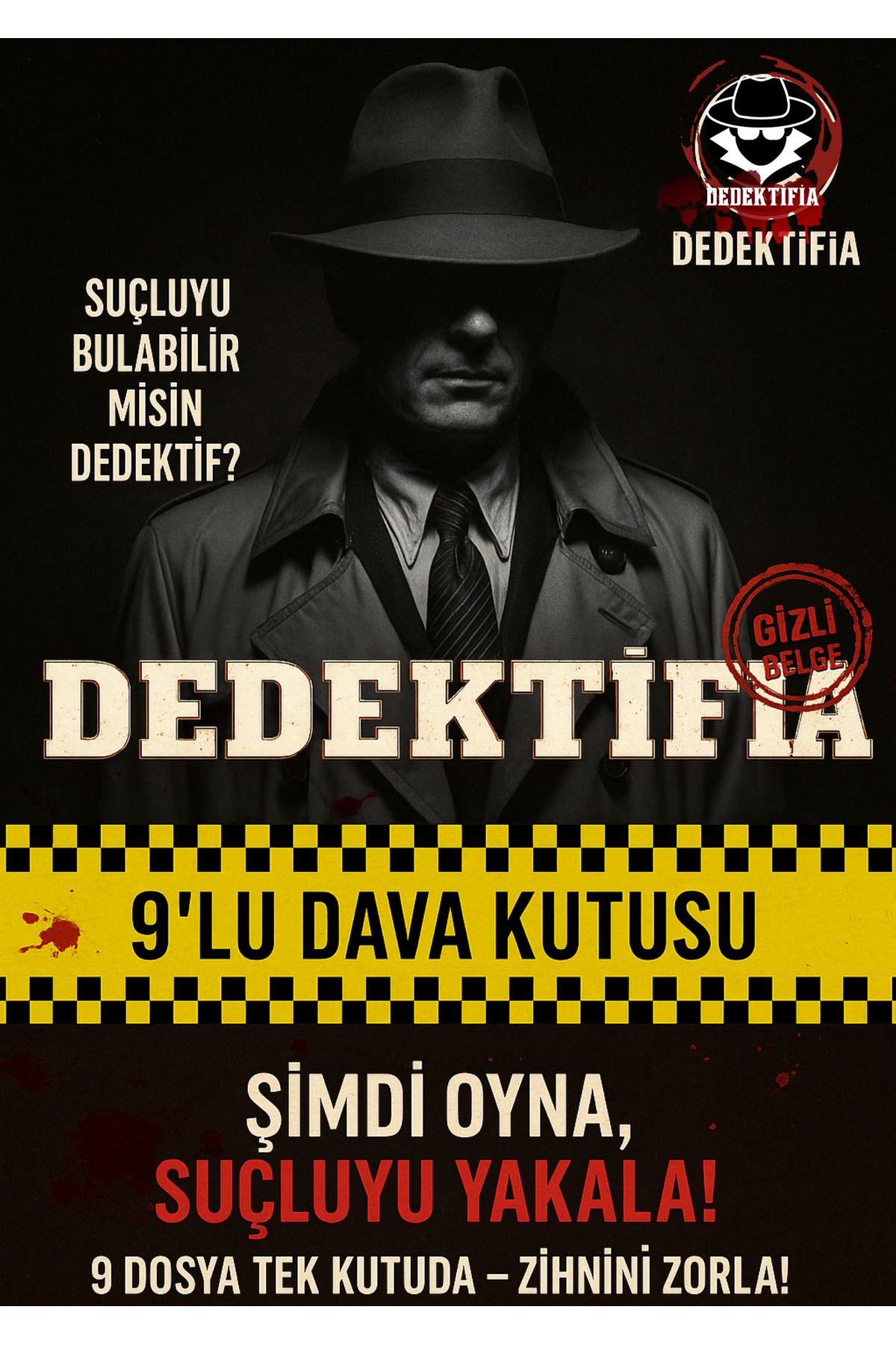 dedektifia 9'lu dava çözme oyunu, Cinayet Çözme Seti,Dedektif Aile Kutu Oyunu, Cinayet Çözme Oyunu