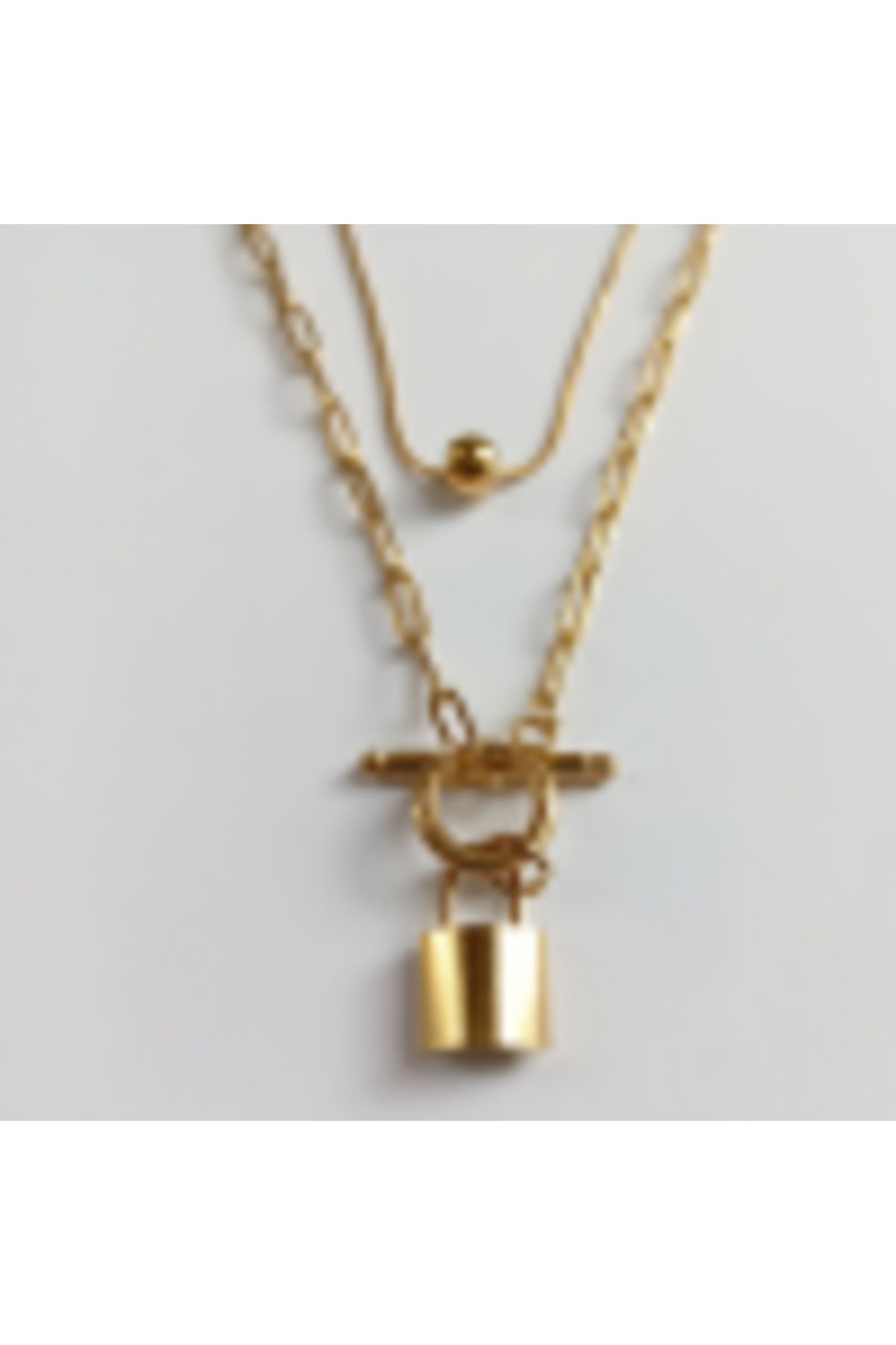 staınless steel Çok Katmanlı Kilit Kadın Vintage Gold Çelik Kolye