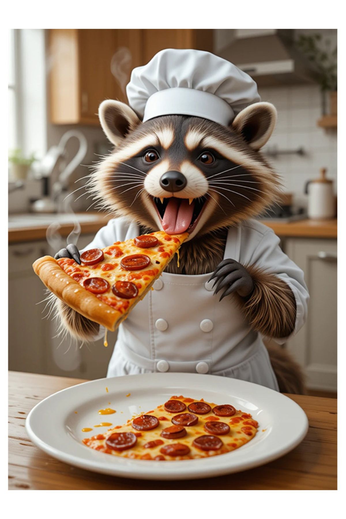 Bedeko Pizza Yiyen Rakun Mdf Tablo