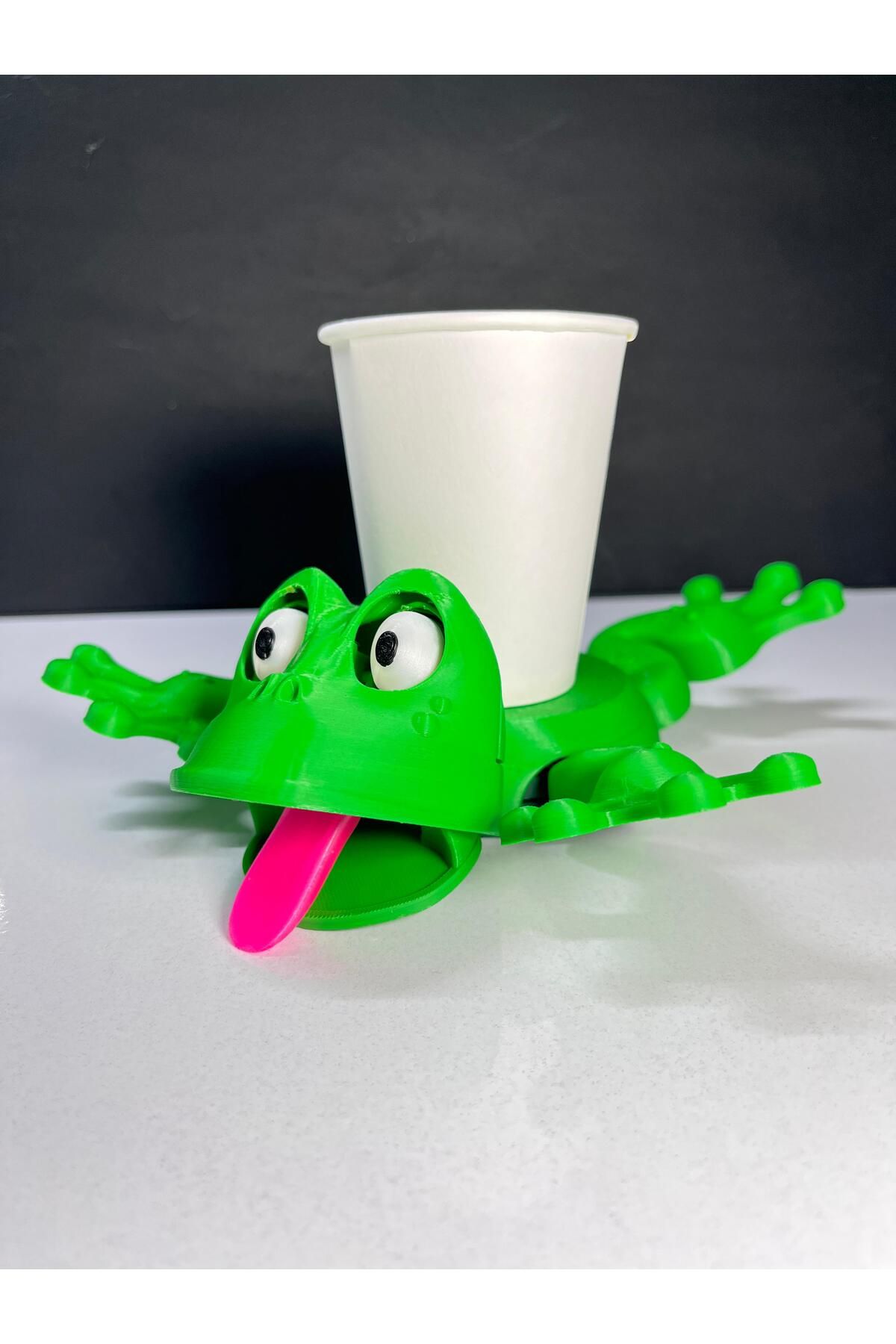 3DRoboMODA Kurbağa Şeklinde Bardak Altlığı – Sevimli 3D Tasarım Plastik Bardak Tutucu
