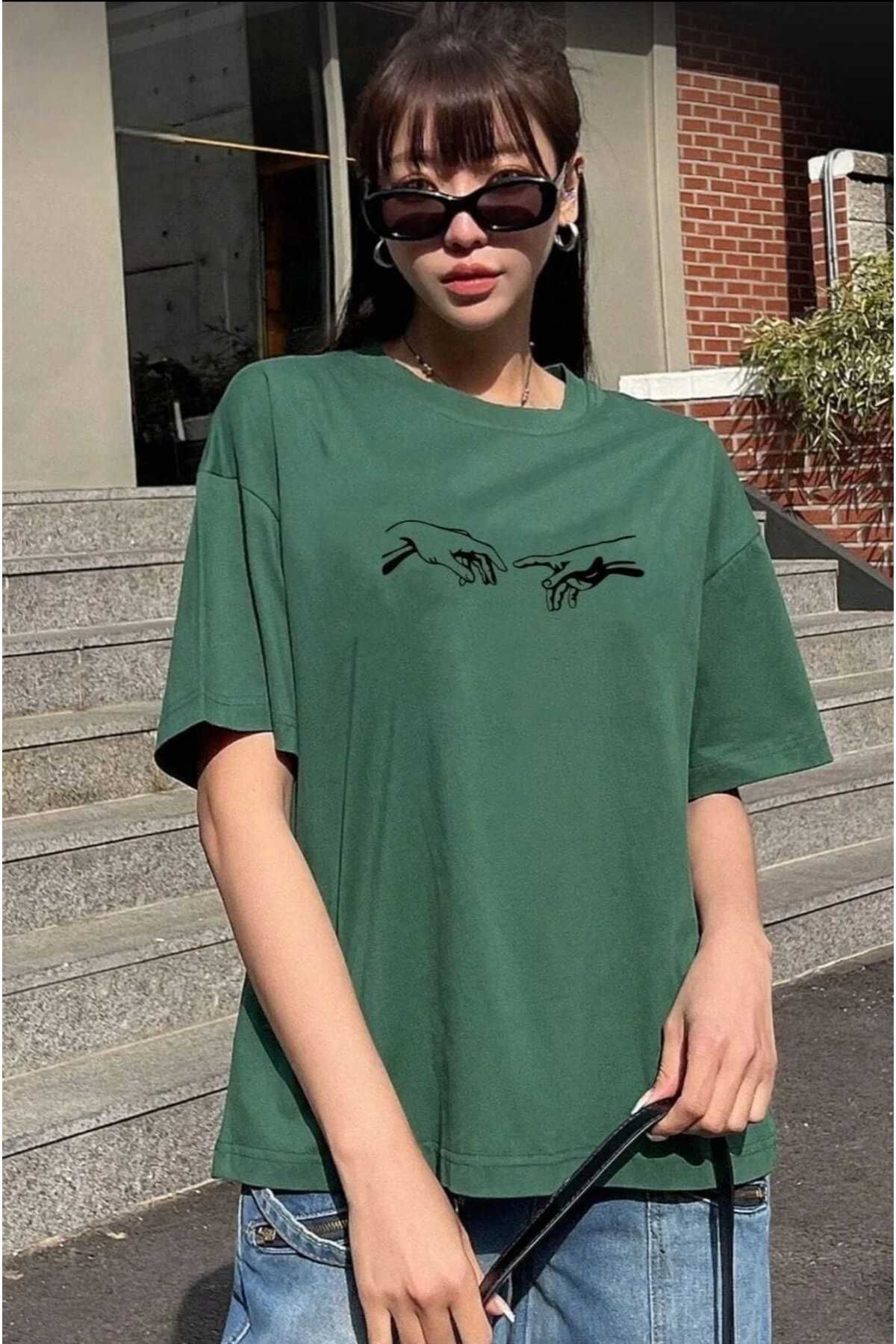 TekTarzz Unisex Sanatsal El Tasarım Baskılı Tshirt