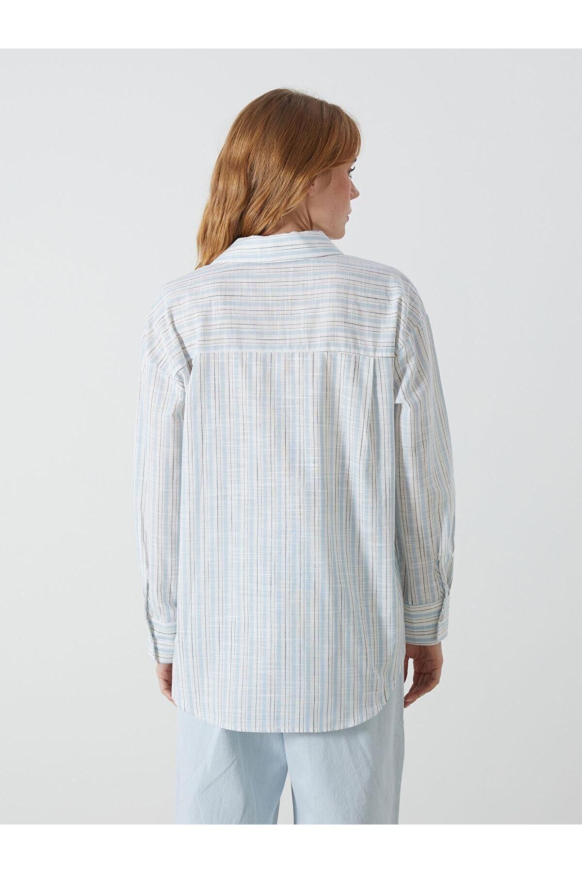LC Waikiki-Xside Striped Oversize Women's Shirt (S5) 4
