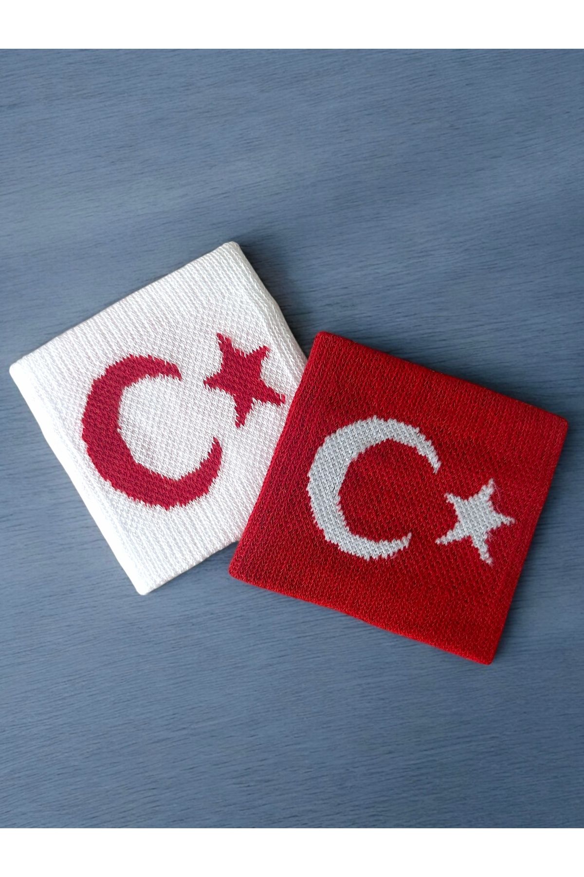 Çorabistaan 1 Çift Kırmızı Beyaz Unisex Kız Erkek Çocuk Ay Yıldızlı Bileklik