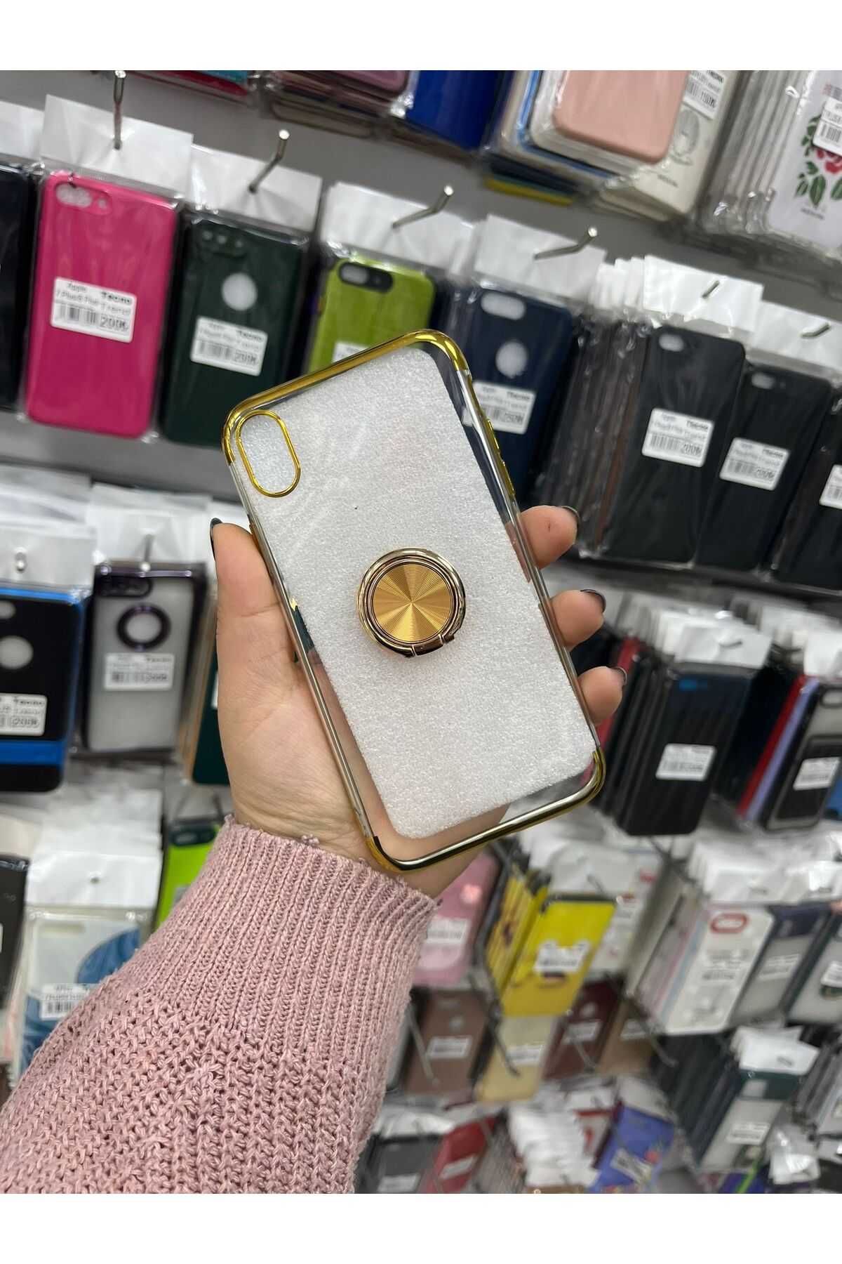 TECNOTREND Apple İphone XR renkli yüzüklü şeffaf silikon kılıf