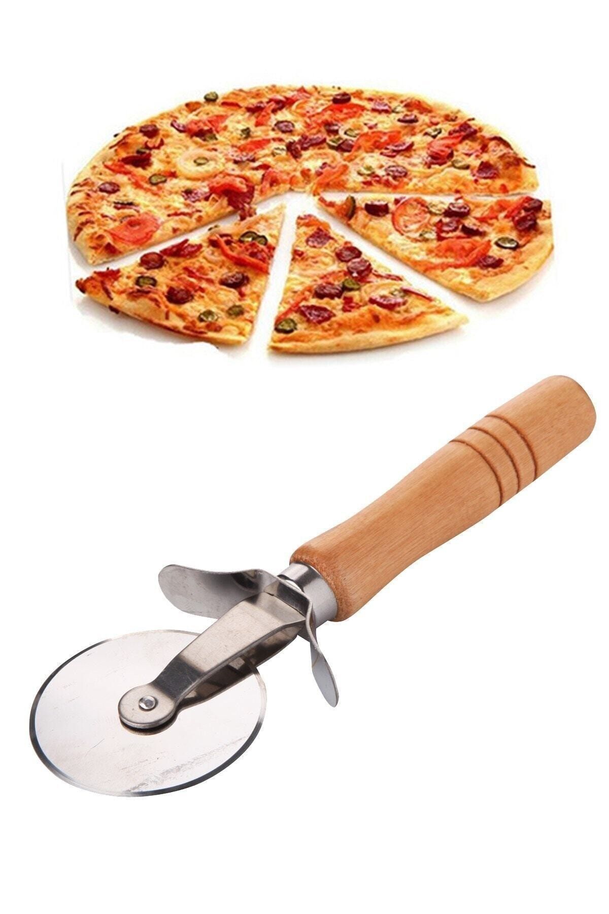 Carat Home Ahşap Saplı Çelik Bıçaklı Lüx Pizza Kesici