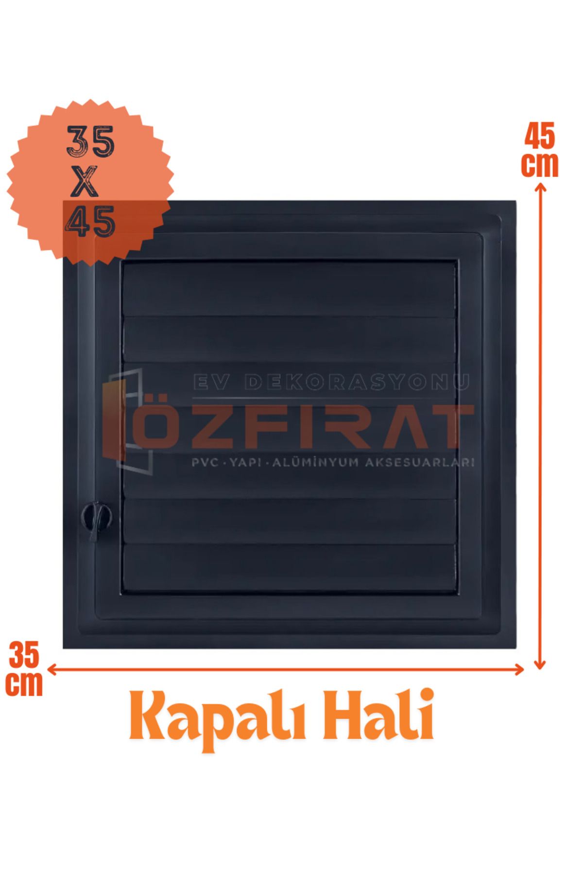 ÖZFIRAT PVC YAPI Menfez 35x45 Cm Banyo / Wc Havalandırma Menfezi / Plastik Antrasit Renk