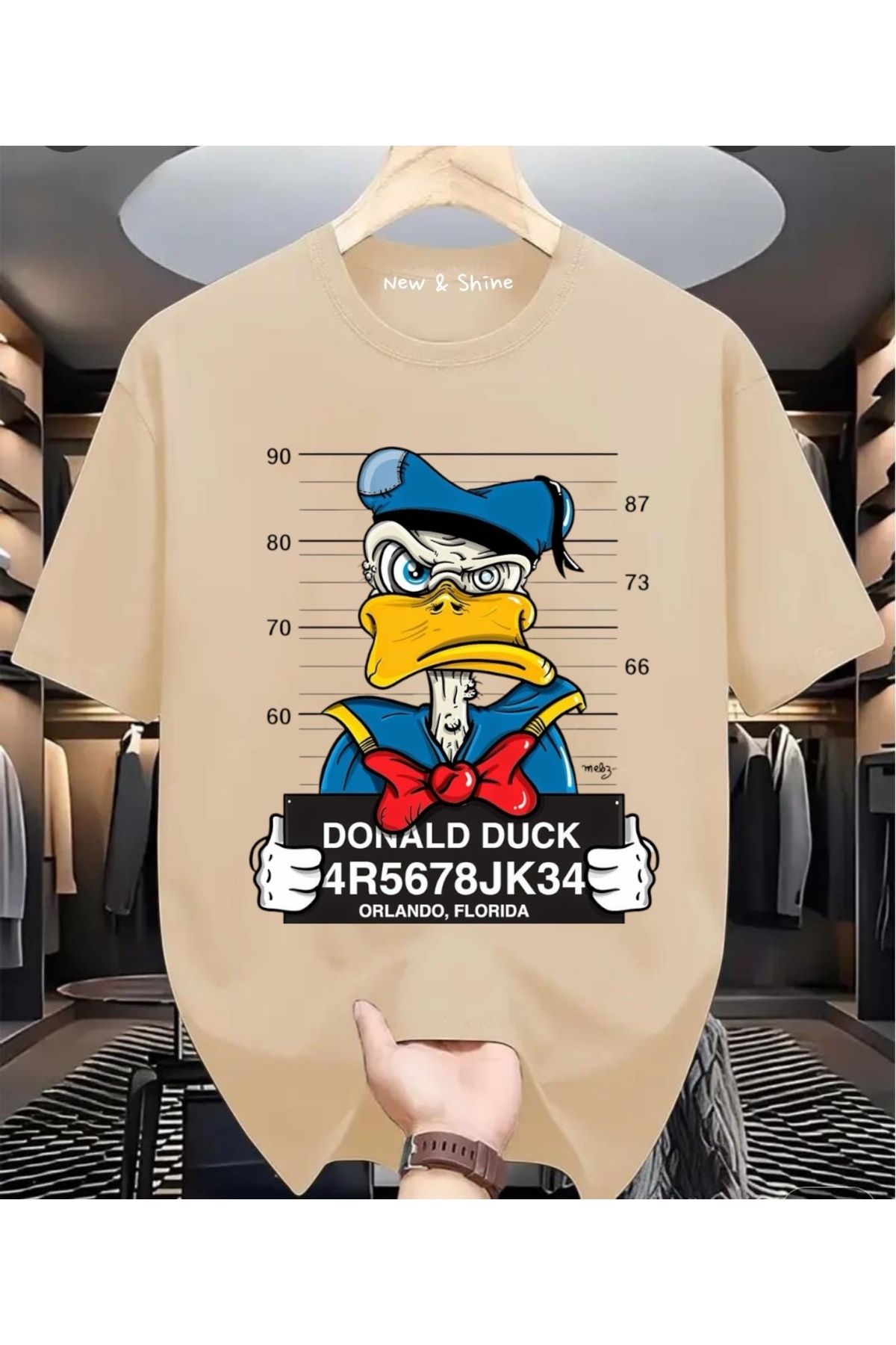 New Shine Donald Duck Baskılı Büyük Beden Oversize T-Shirt