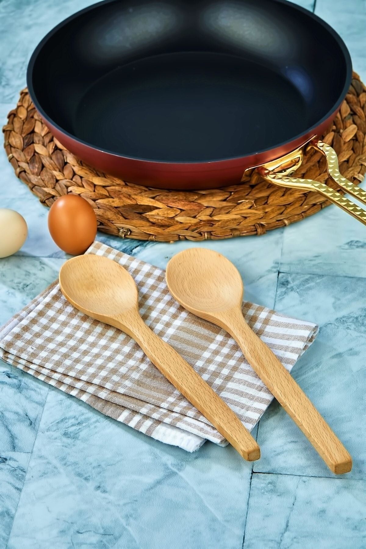 Carat Home 2'li Ahşap Yemek Kaşığı Tahta Kaşık Takımı