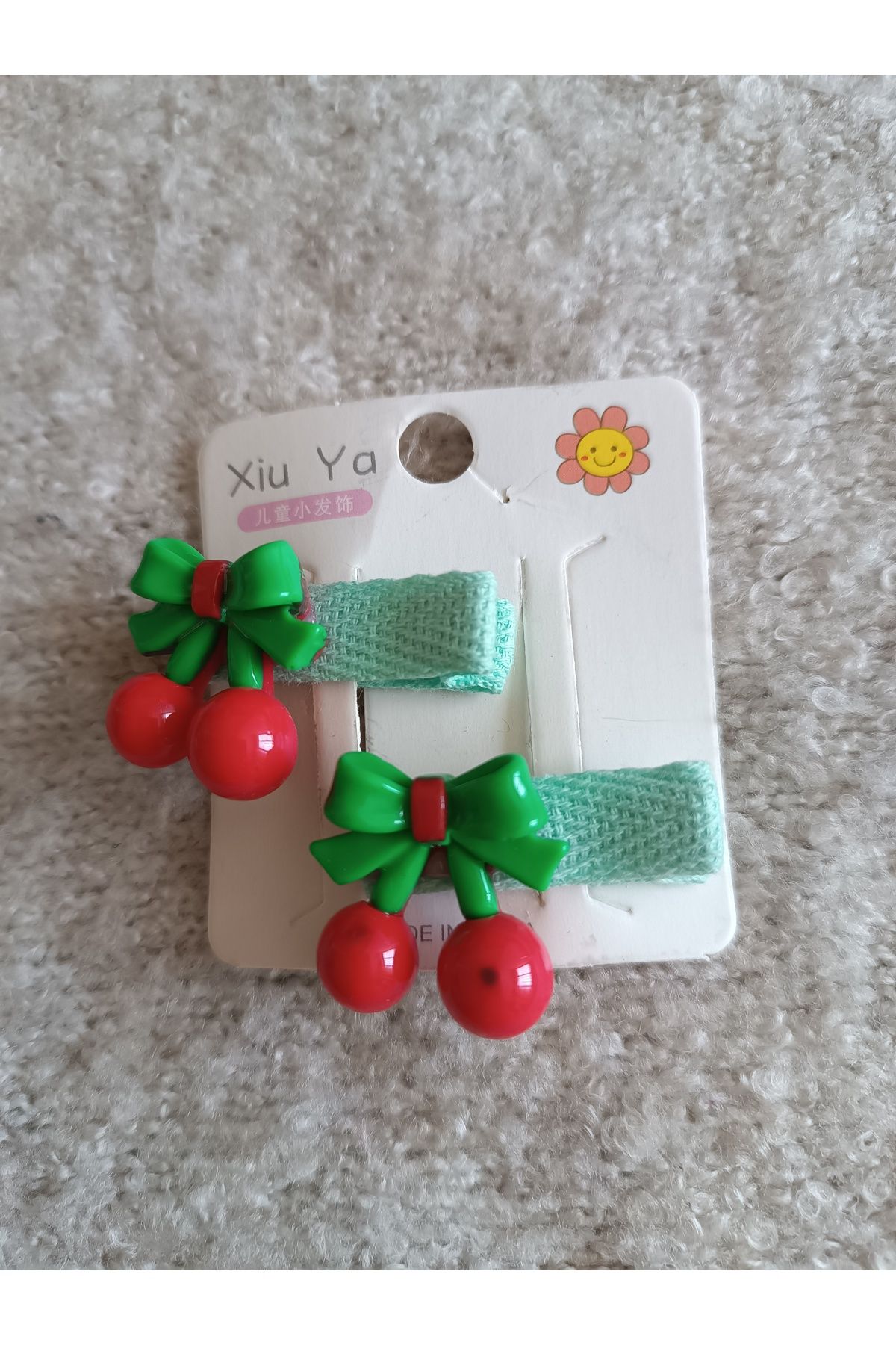 Efna Store Kiraz Firgürlü Çiftli Çocuk Minik Pens Toka(3,5 cm)