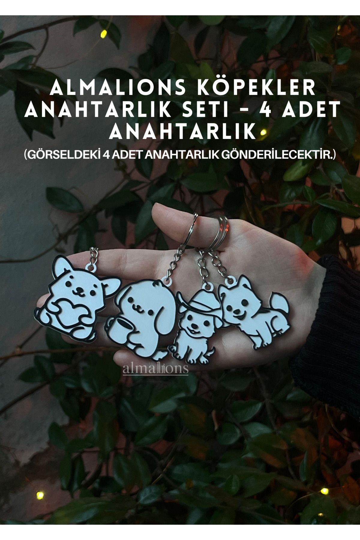 almalions Sevimli Köpekler 4 Adet Köpek Anahtarlık Seti Köpekli Charm Aksesuar