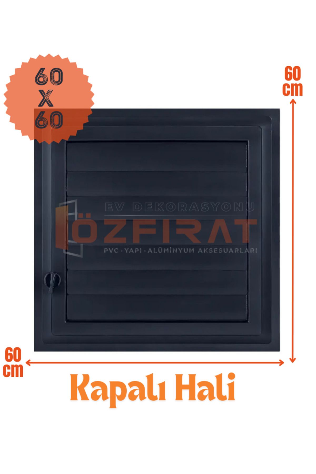 Process Menfez 60x60 Cm Banyo / Wc Havalandırma Menfezi / Plastik Antrasit Renk