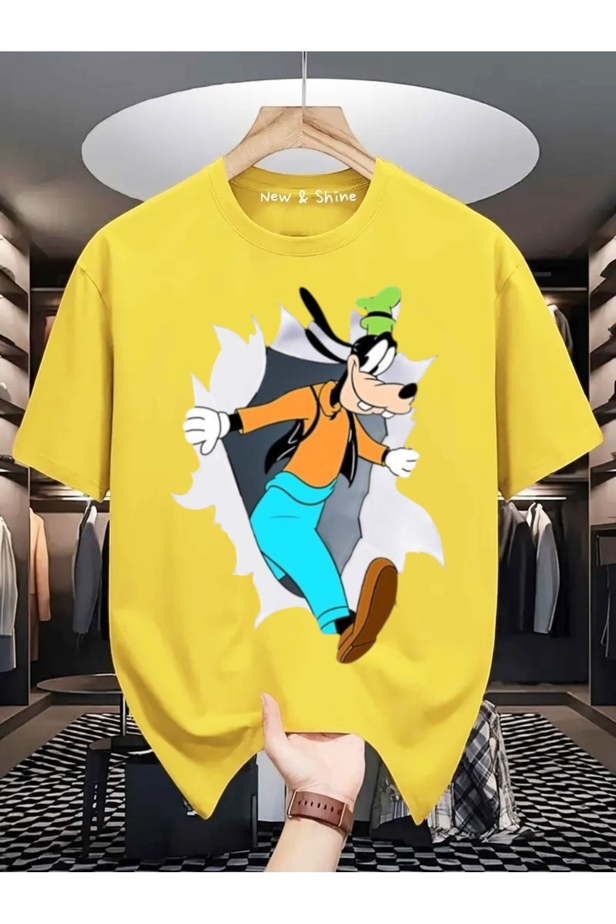 New Shine Goofy Baskılı Oversize T-Shirt