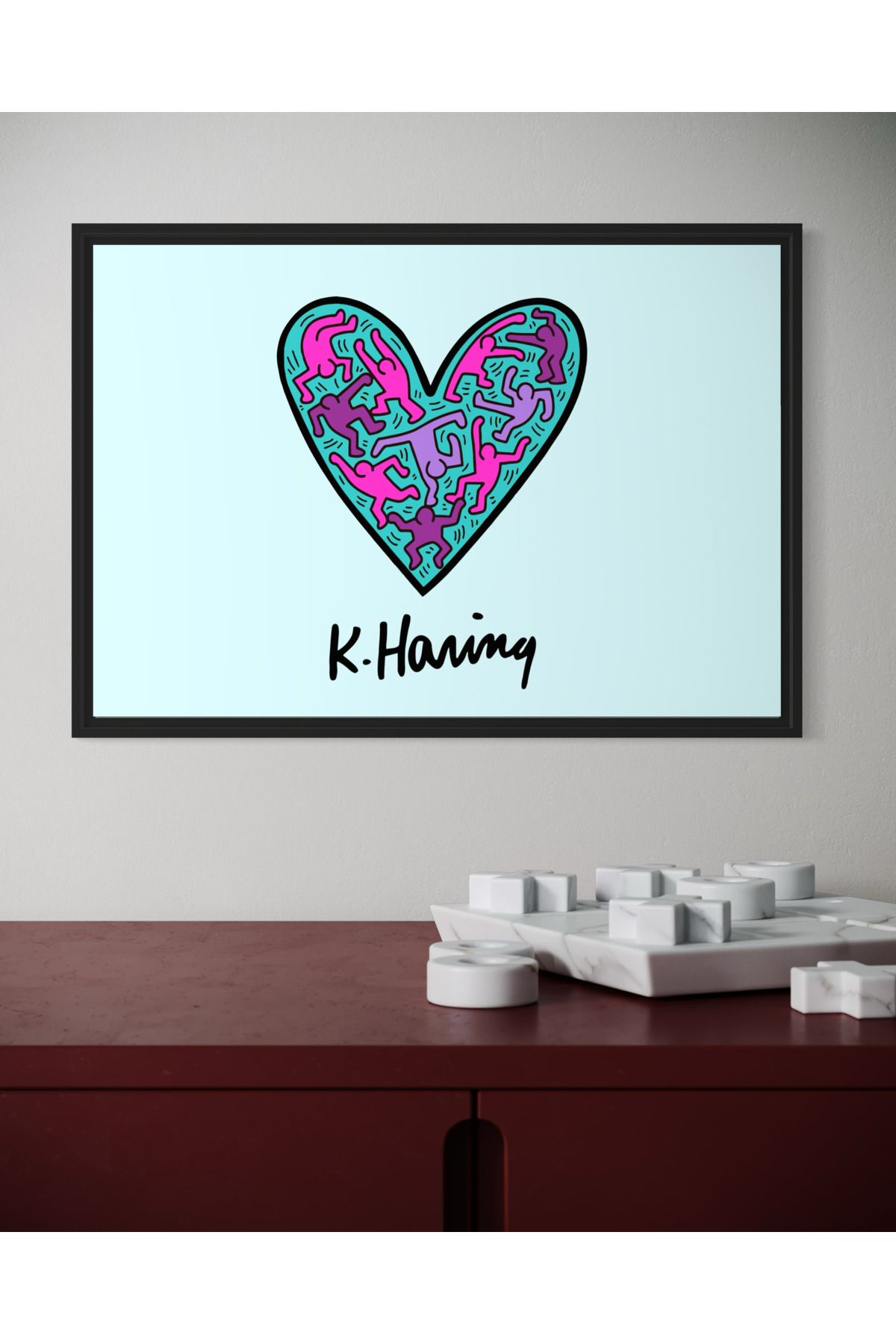Woodsuppco Keith Haring Balancing Heart Çerçevesiz Poster, Duvar Posteri, Sanatsal Poster, Duvar Dekoru
