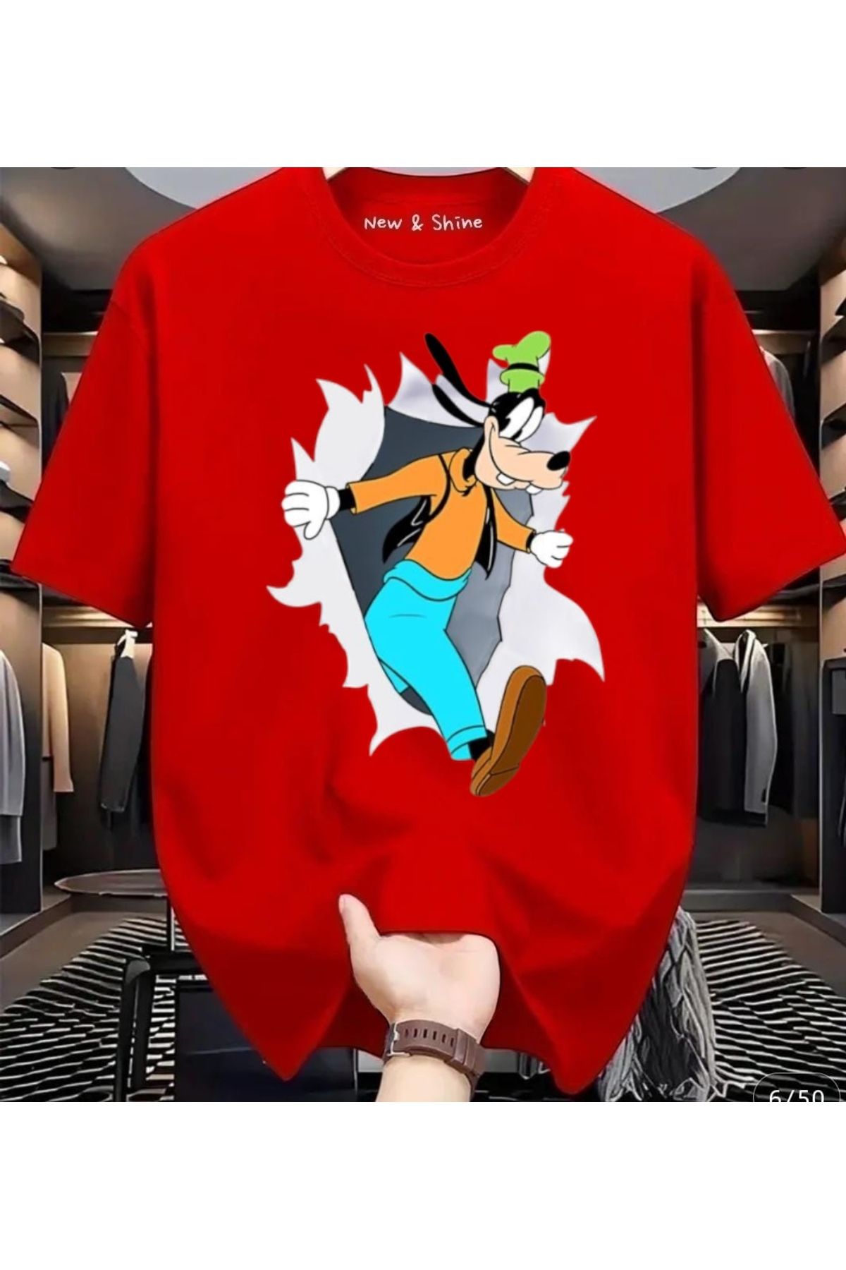 New Shine Goofy Baskılı Büyük Beden Oversize T-Shirt