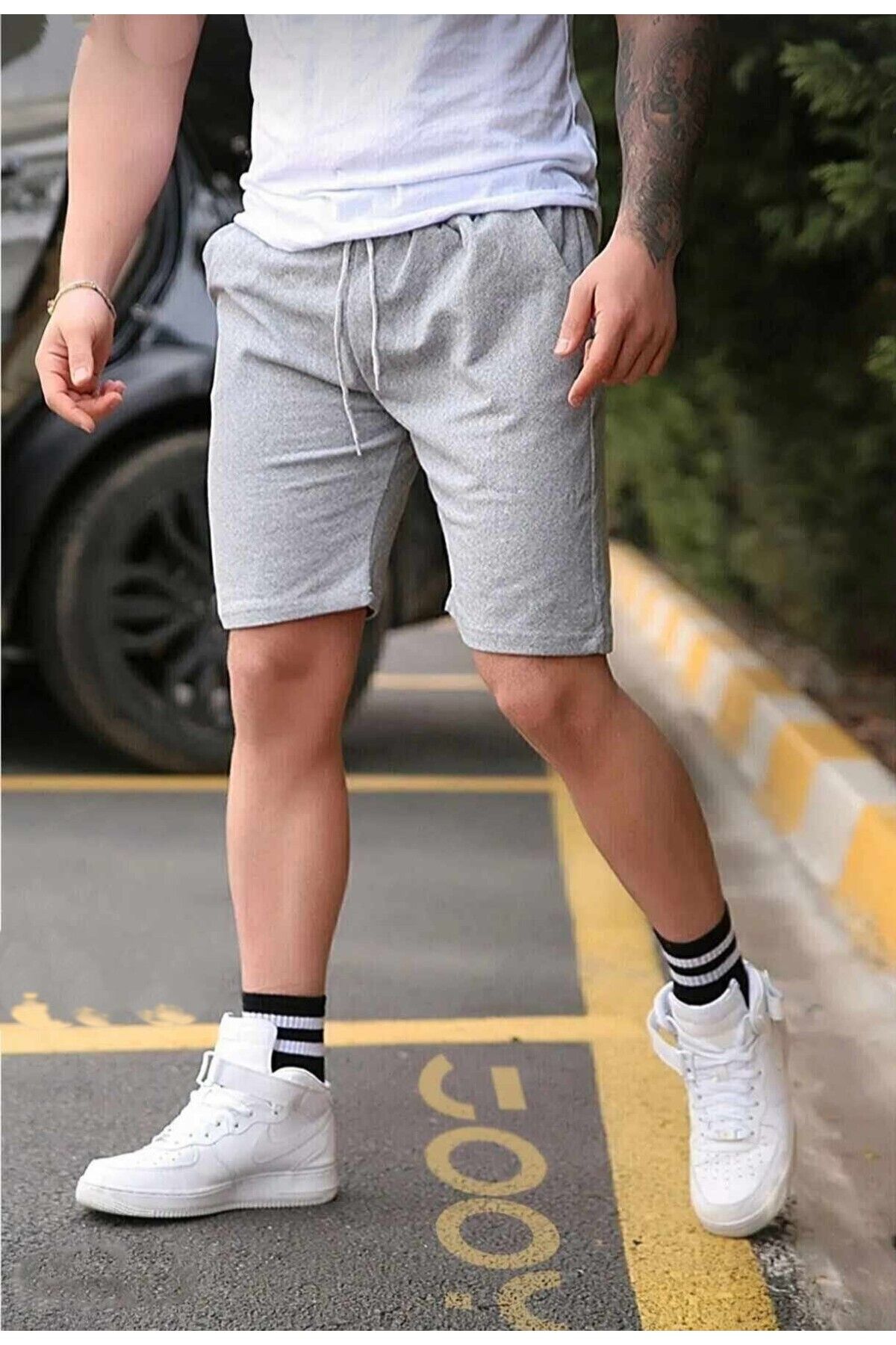 Modavilla Unisex Gri 2 İplik Penye Şort