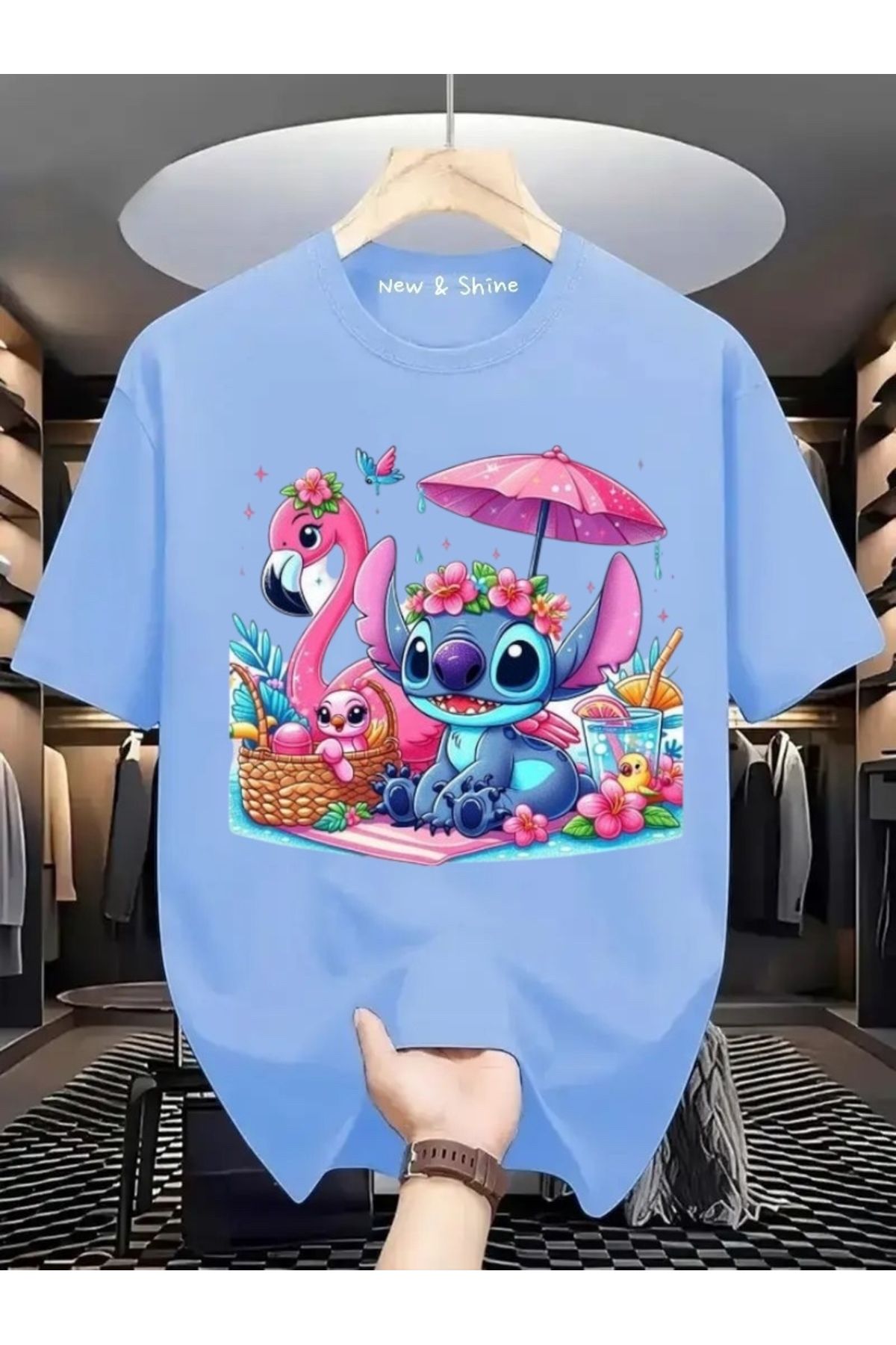 New Shine Stitch Baskılı Büyük Beden Oversize T-Shirt