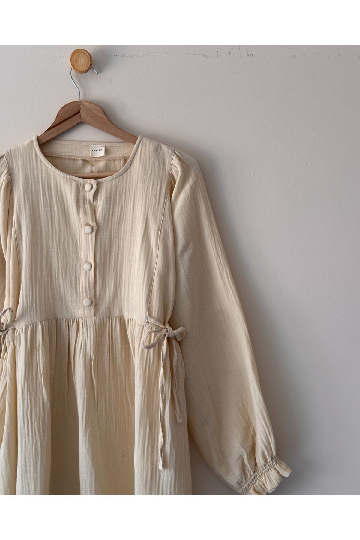 Rabian Belden Bağlamalı Müslin Oversize Elbise