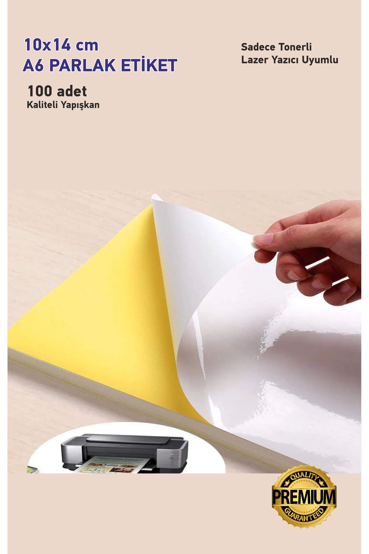 Hsn A6 Ebat 10cm X 14 Cm 100 Adet Tonerli Yazıcılara Uygun Yapışkanlı Mat Kuşe Etiket