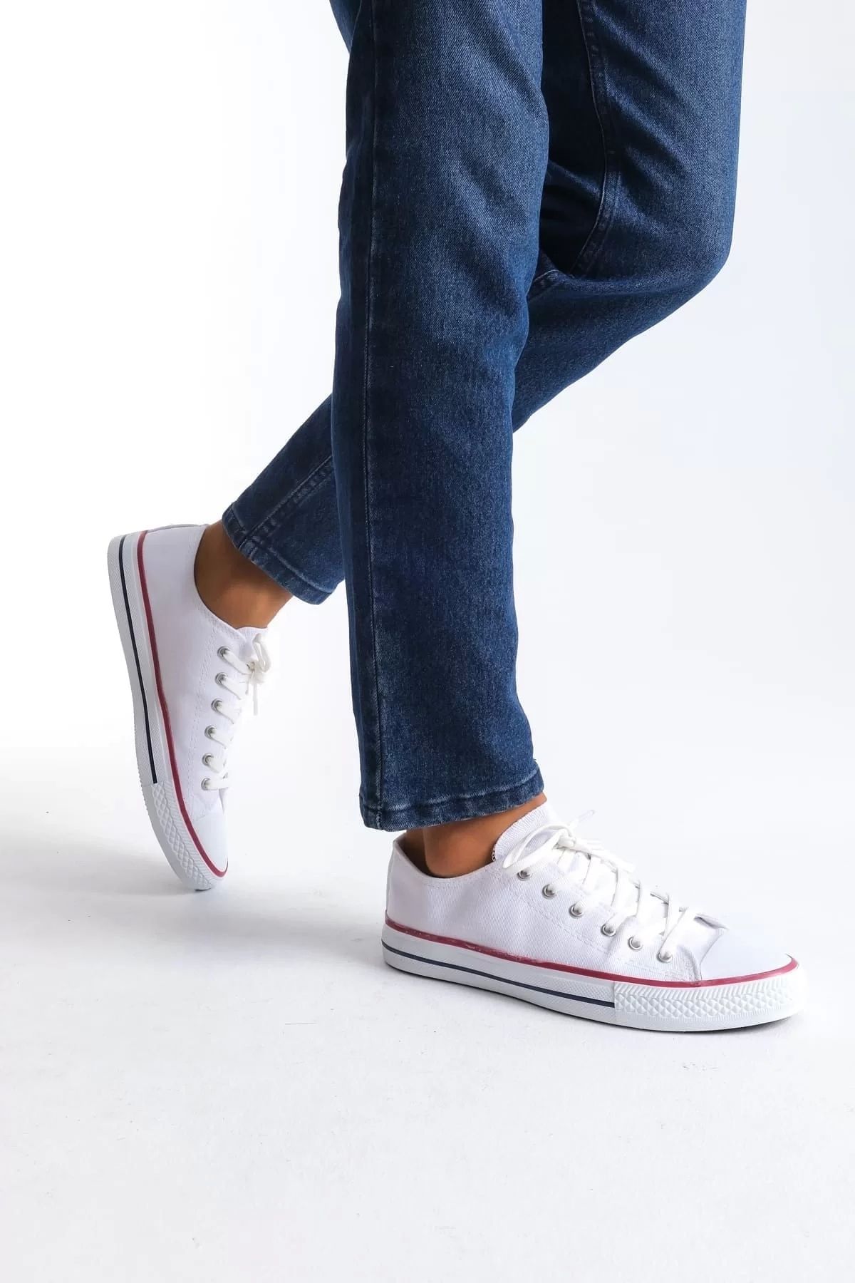 BİCANS JY0422 Luke Bağcıklı Keten Kumaş Erkek Günlük Sneaker Ayakkabı KBT - Beyaz